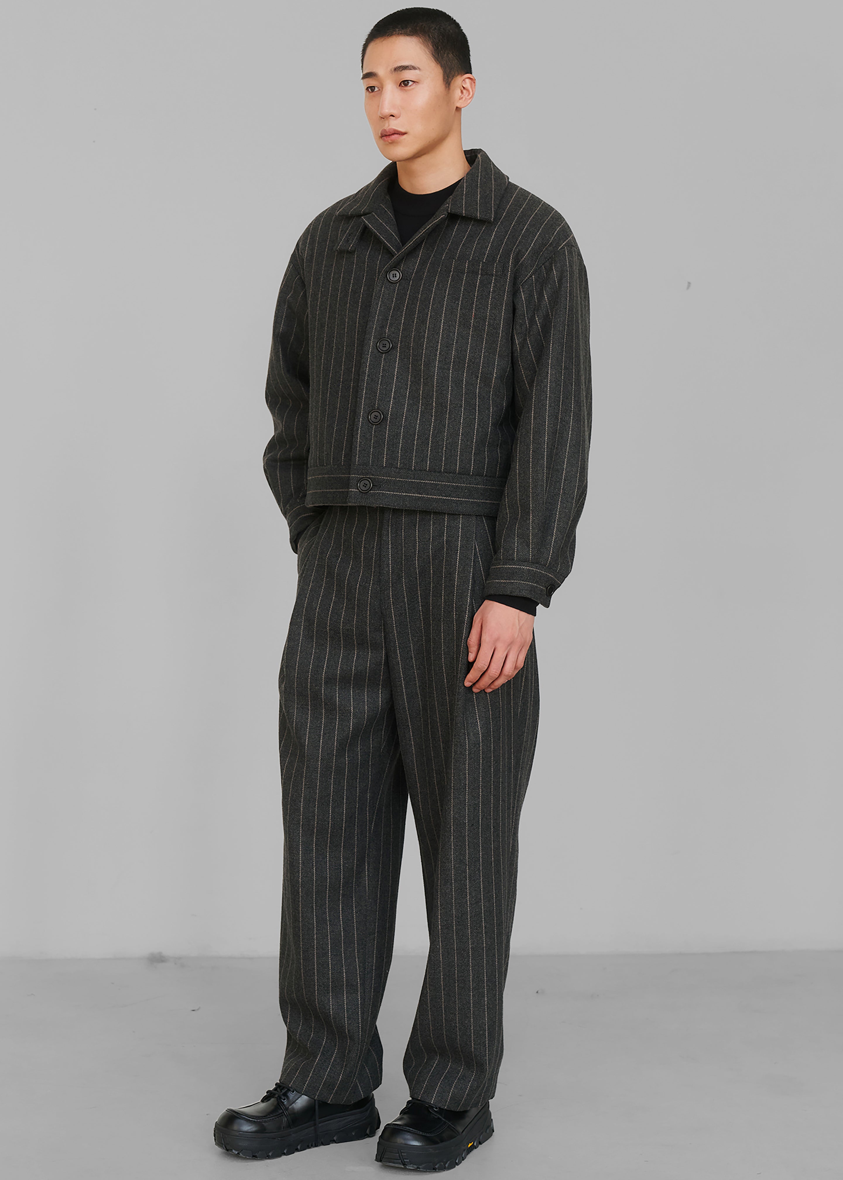 Amomento Wool Stripe Martin Pants - Grey - 5
