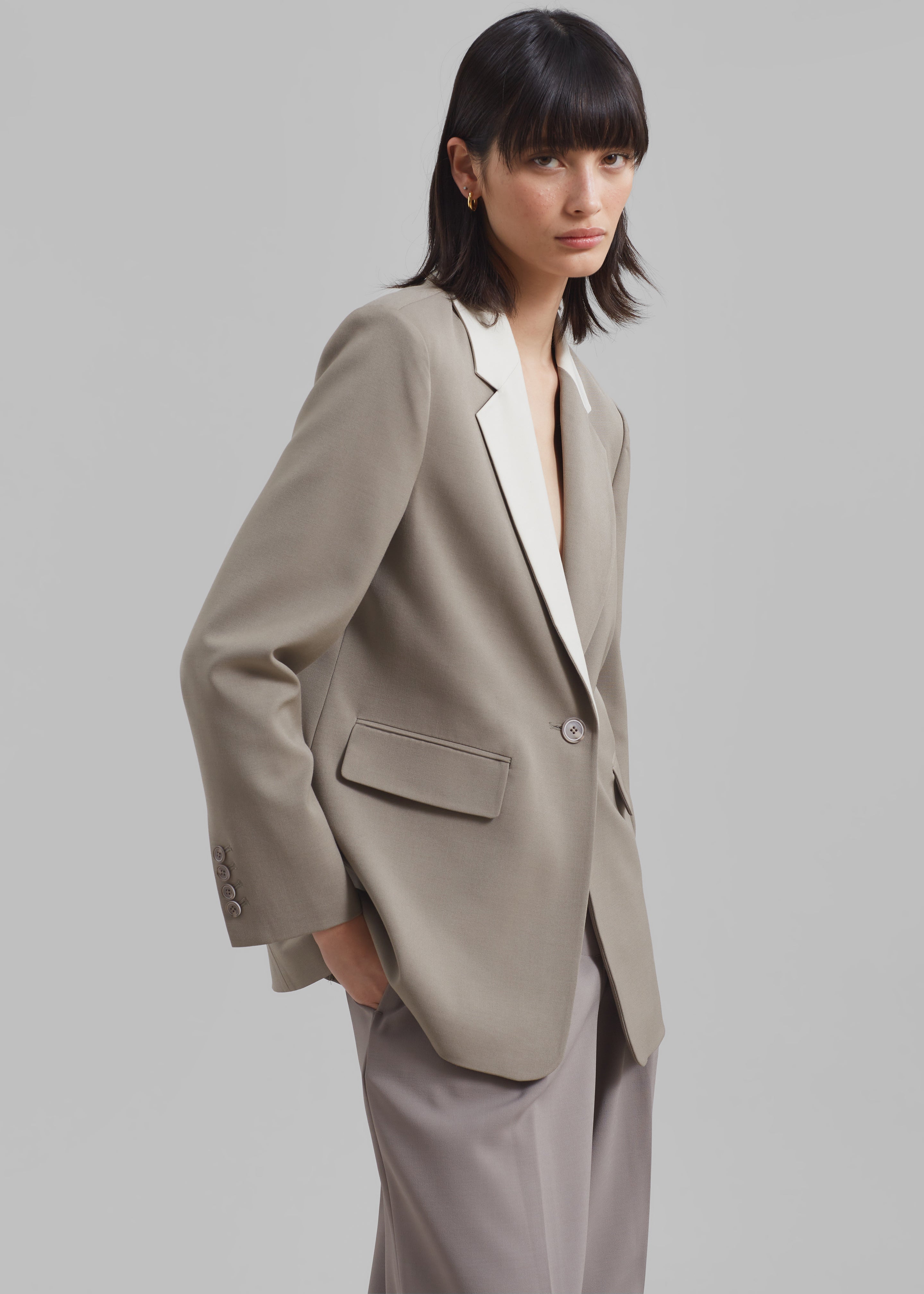 Amos Color Block Blazer - Khaki - 4