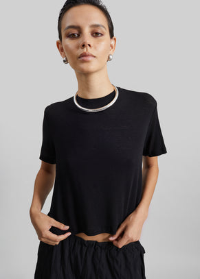 Andria Cropped Knit Top - Black