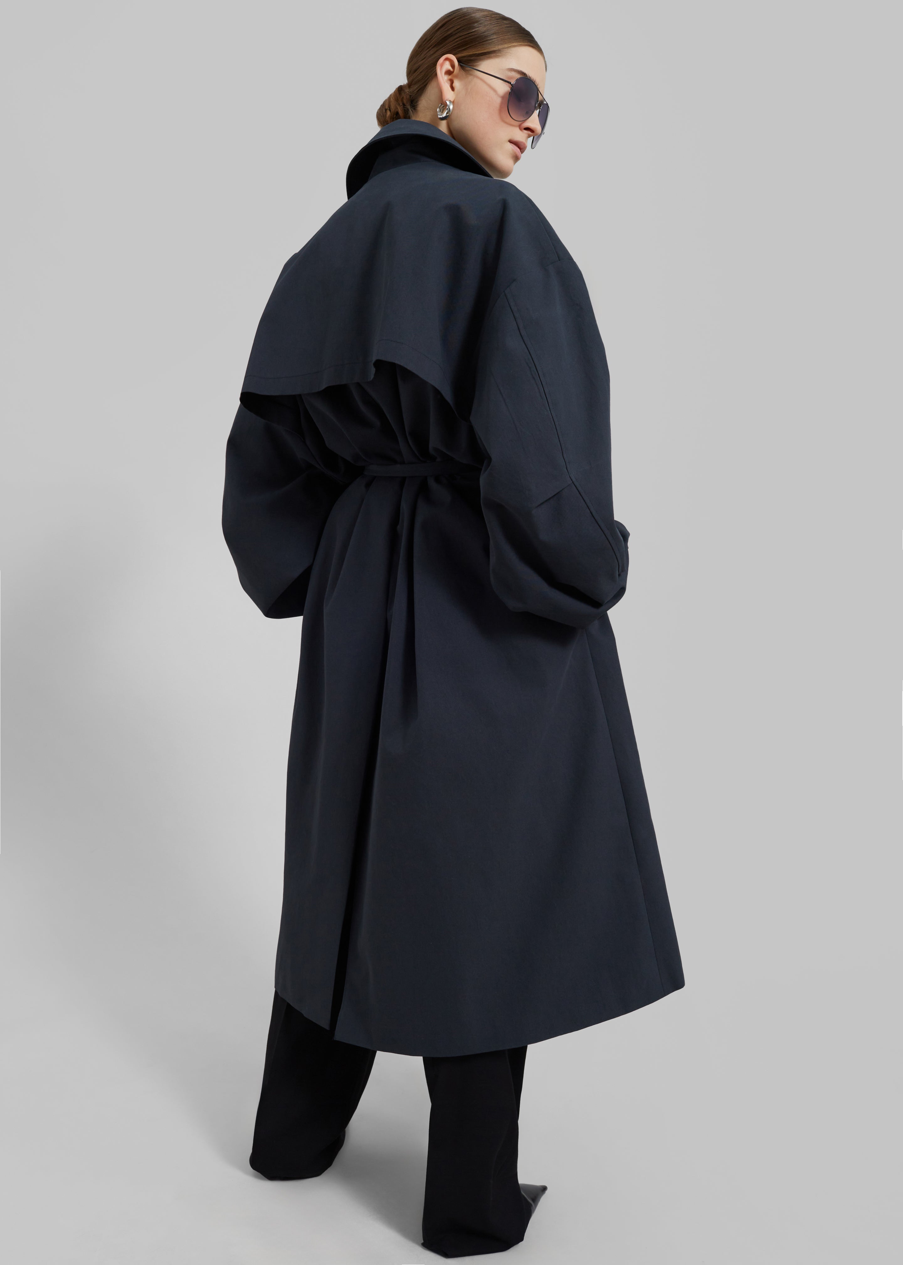 Anika Double Breasted Trench Coat - Navy – The Frankie Shop