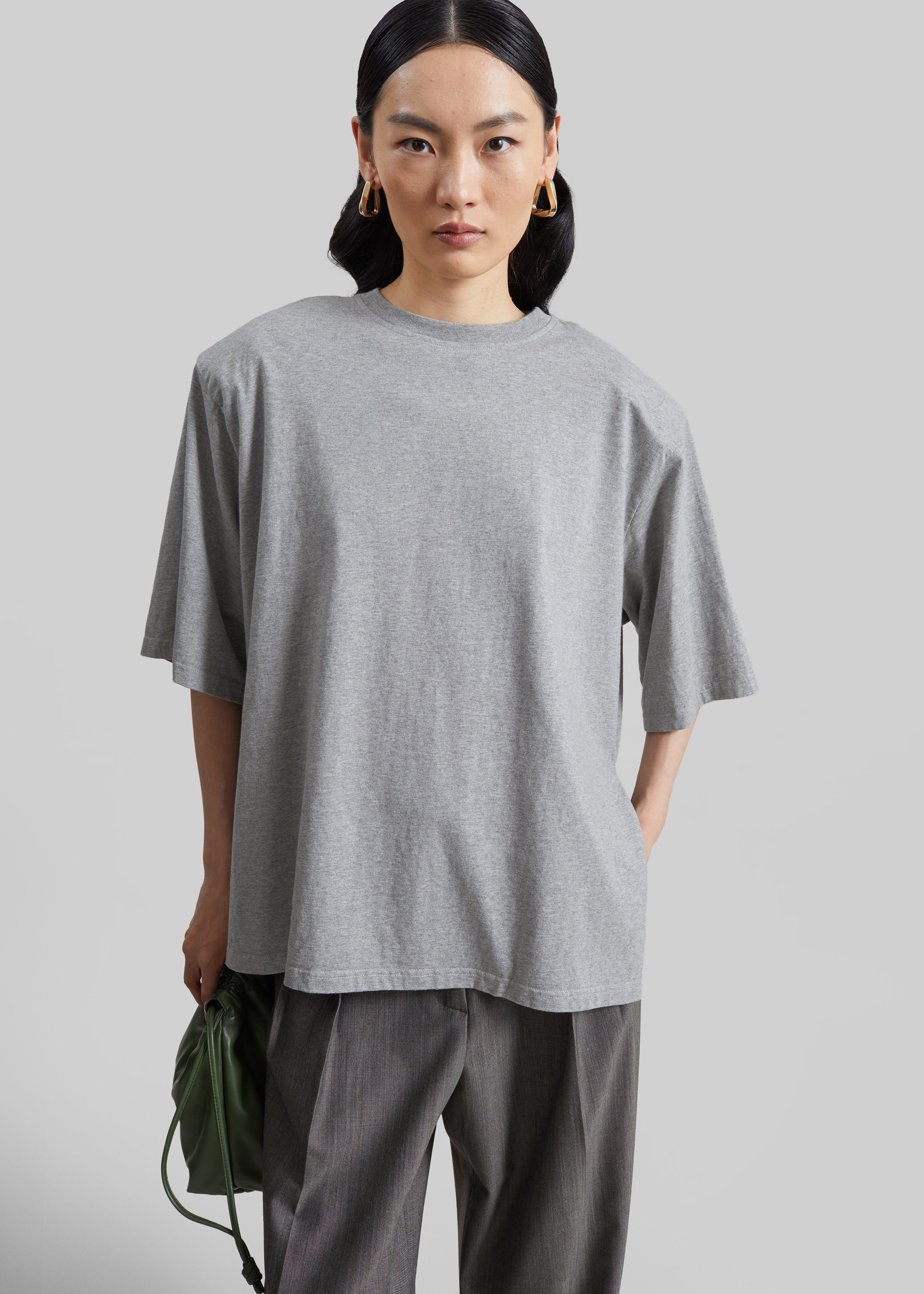 Anira Padded T-Shirt - Grey Melange - 4