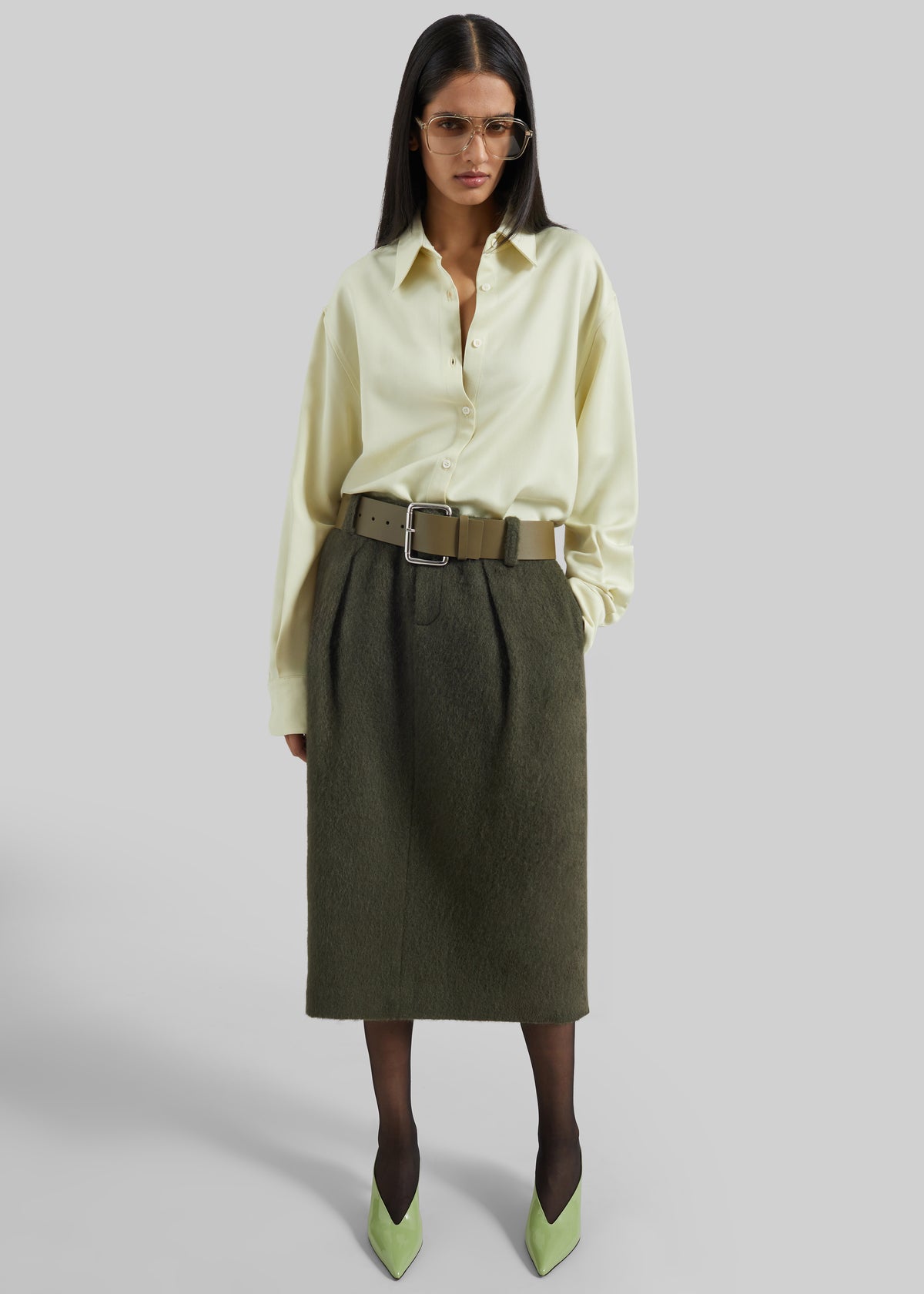 Marty Leather Belt - Army Green - 4