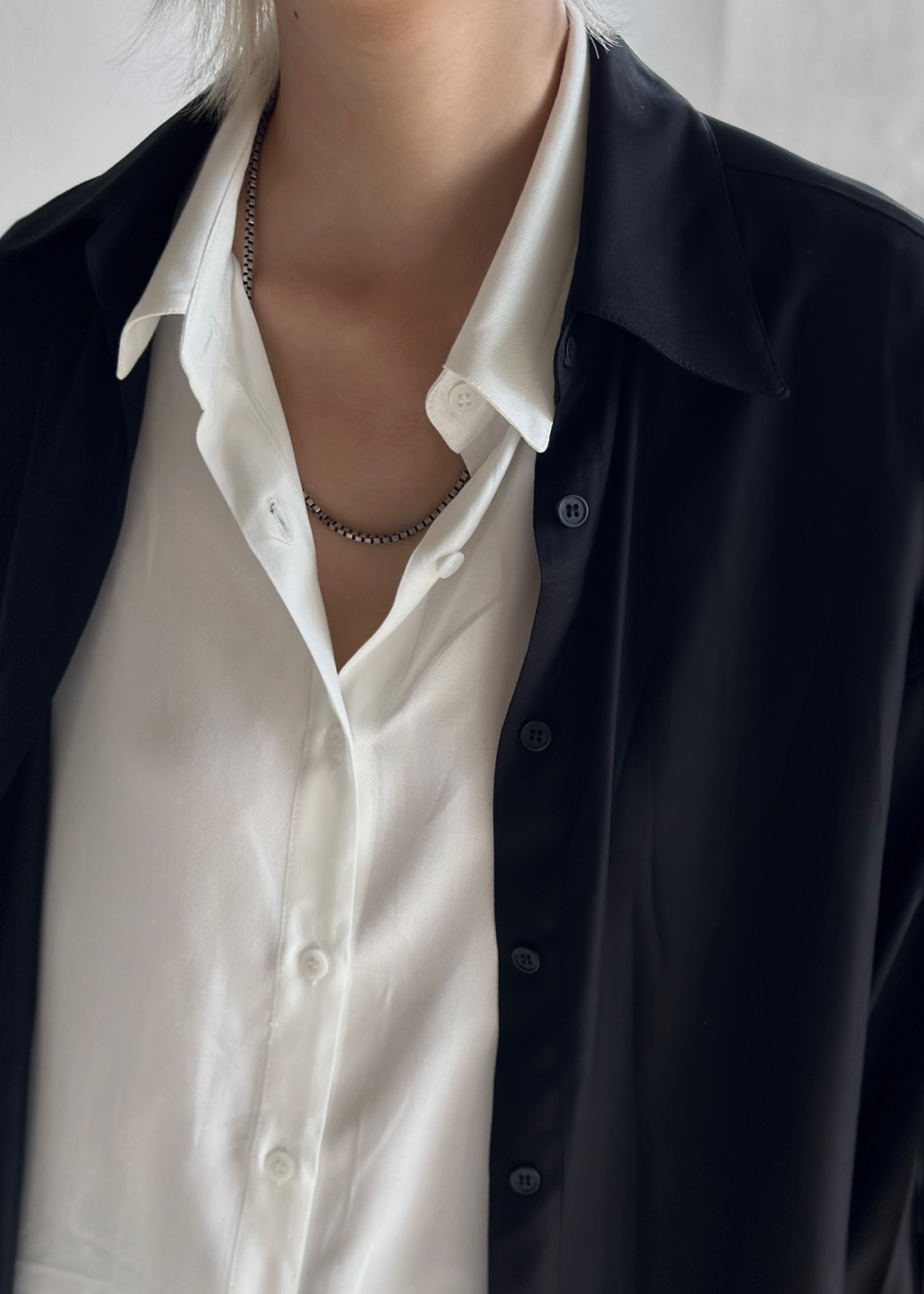 Ann Double Layer Shirt - Black/White - 13