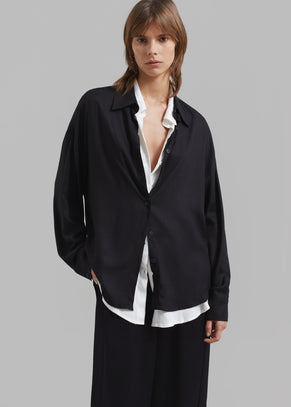 Ann Double Layer Shirt - Black/White