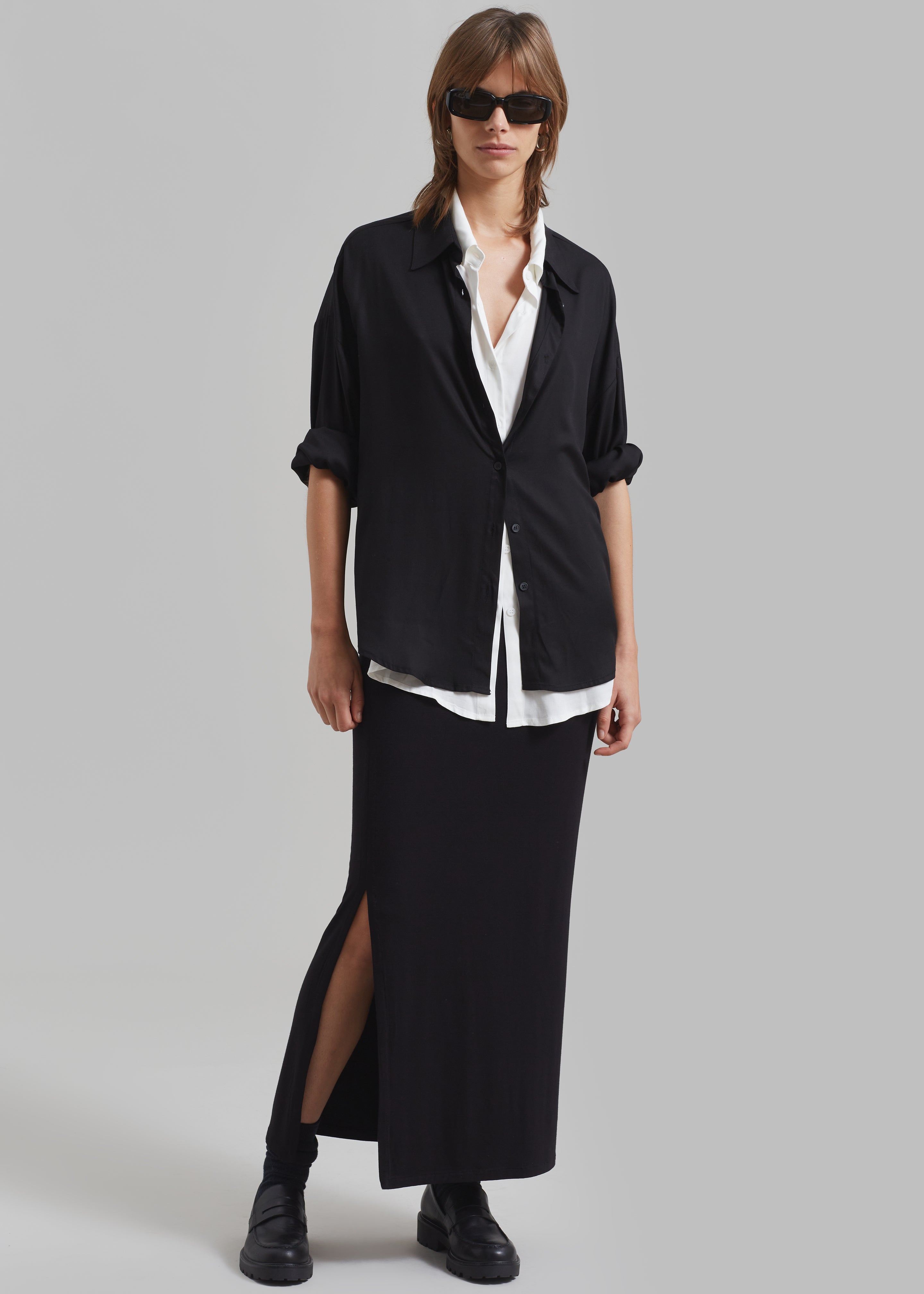 Ann Double Layer Shirt - Black/White - 10