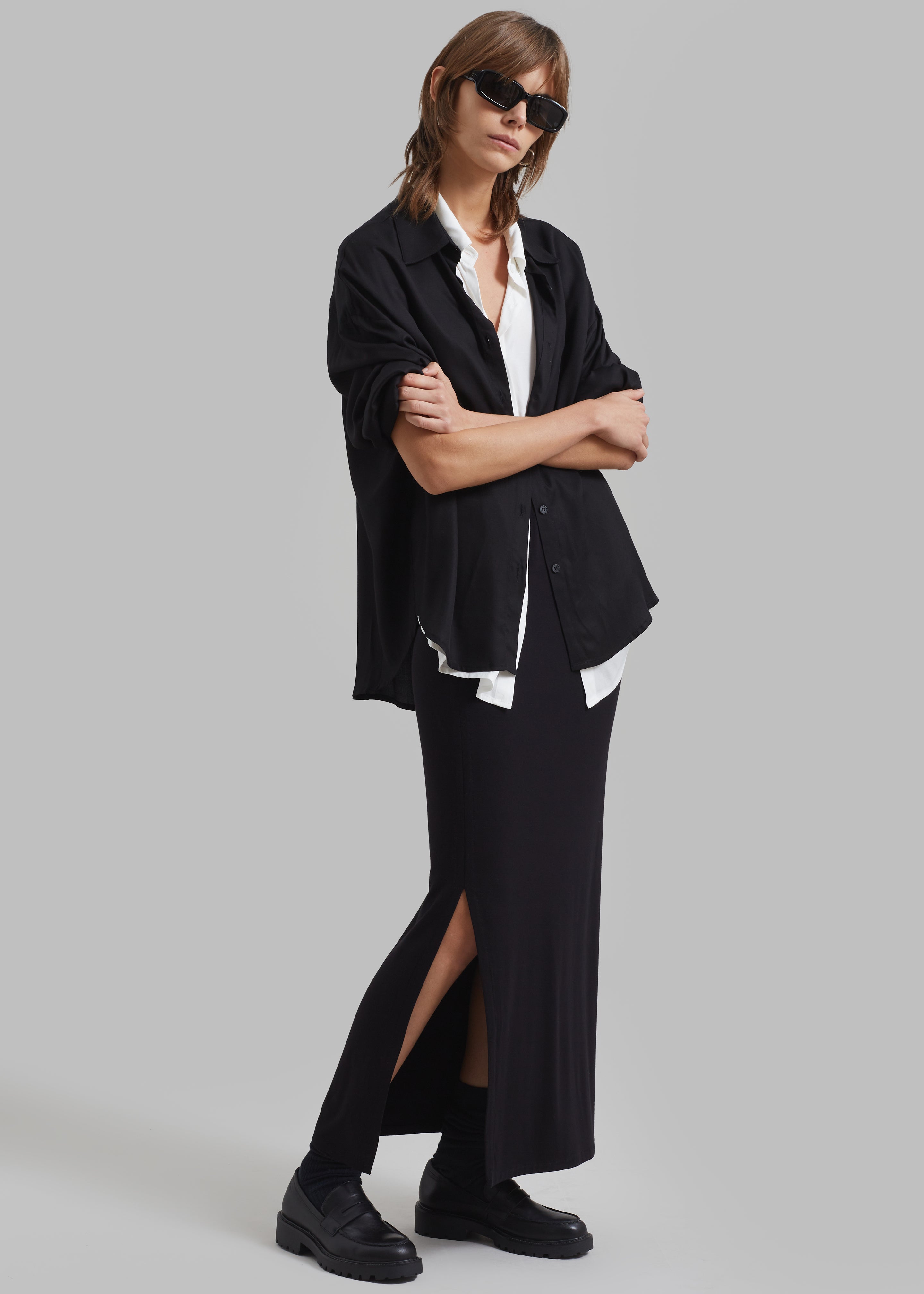 Ann Double Layer Shirt - Black/White - 4
