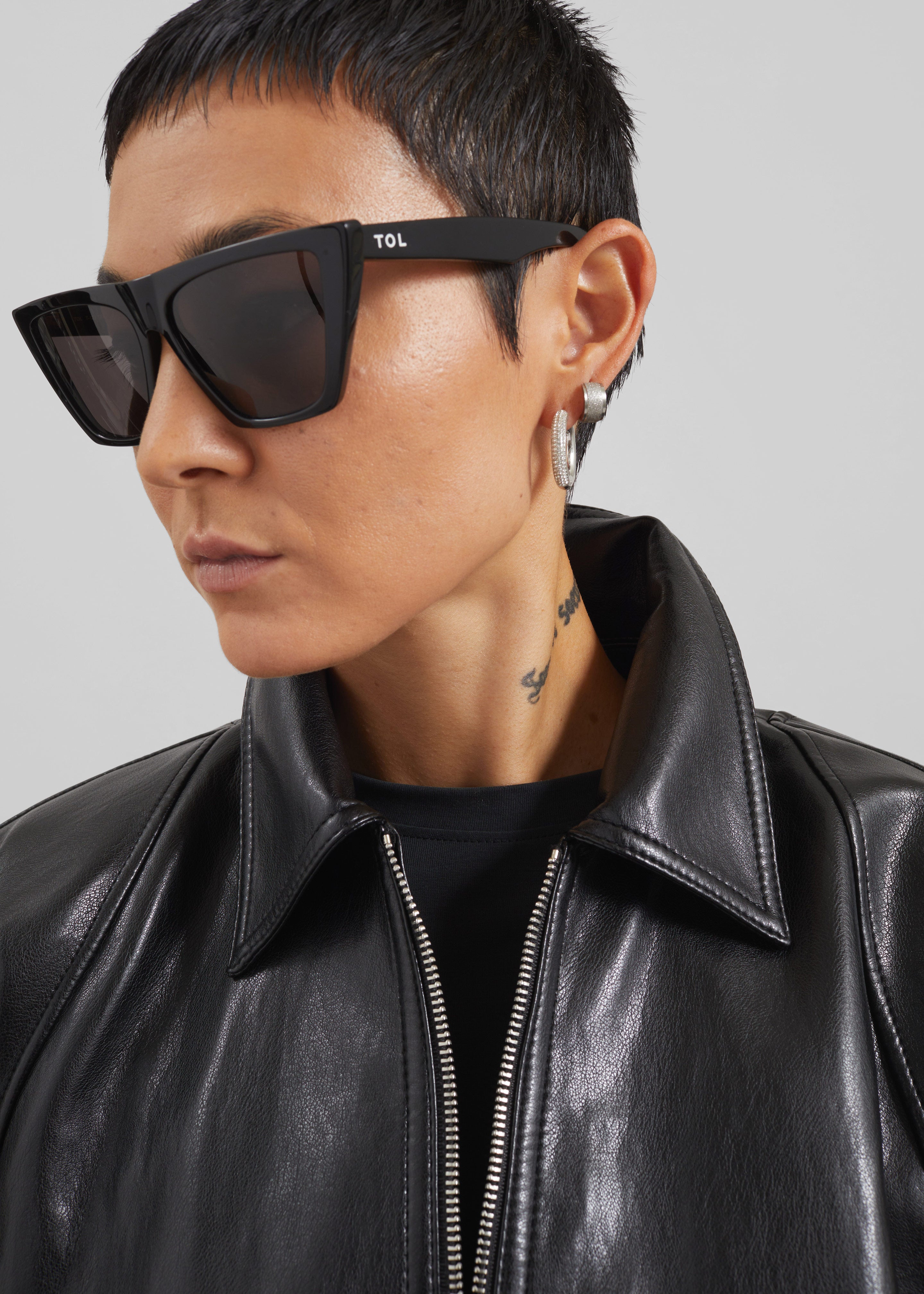 Annette Faux Leather Peplum Jacket - Black - 9