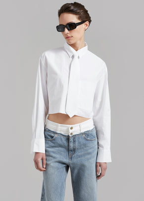 Annie Necktie Shirt - White