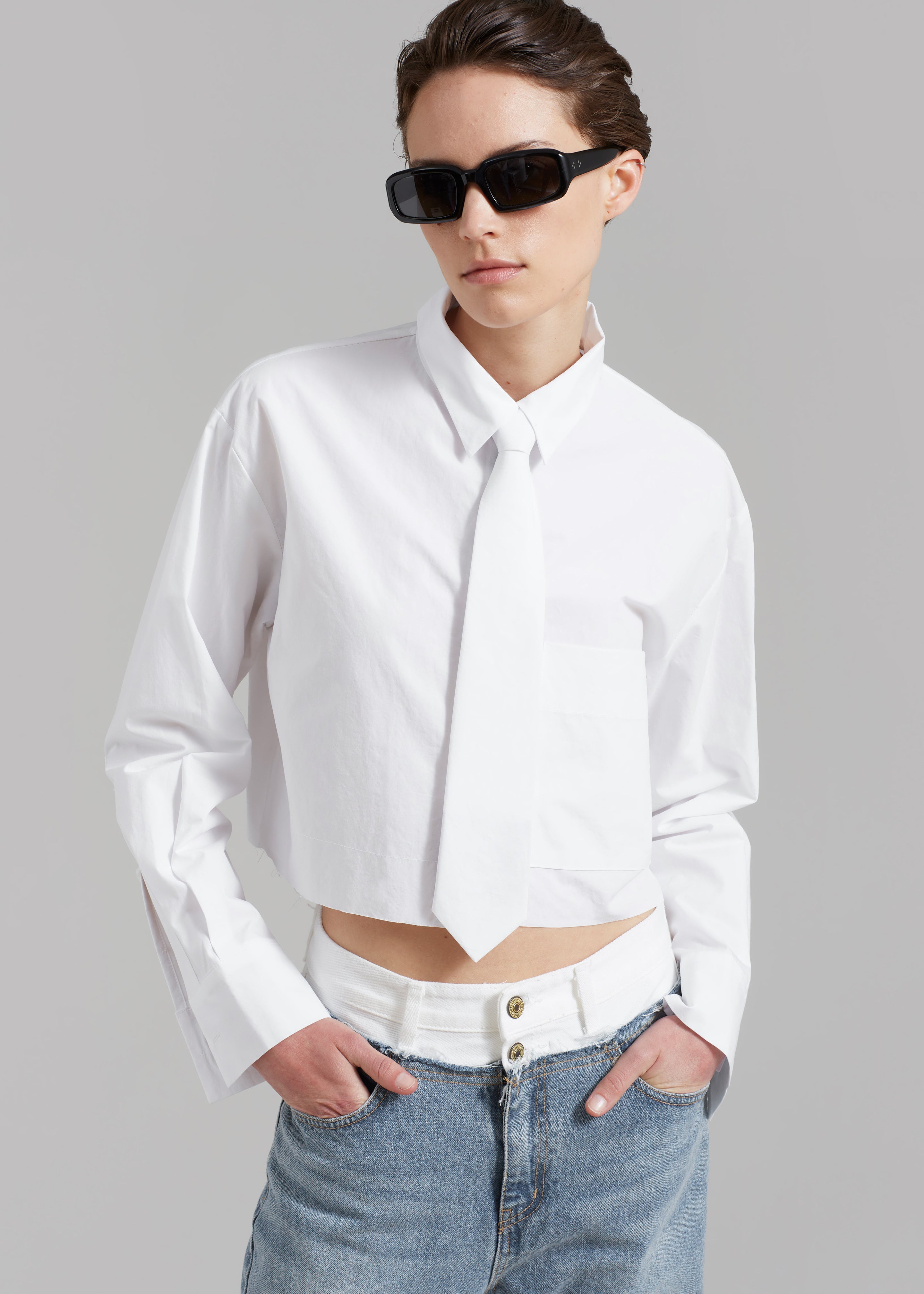 Annie Necktie Shirt - White - 4