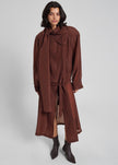 Ansel Sheer Scarf Collar Trench - Brown