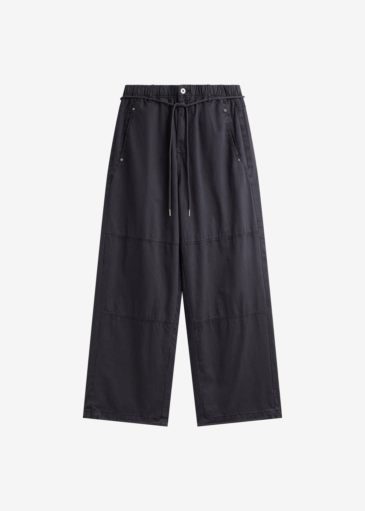 Antheor Drawstring Wide Leg Pants - Charcoal - 7