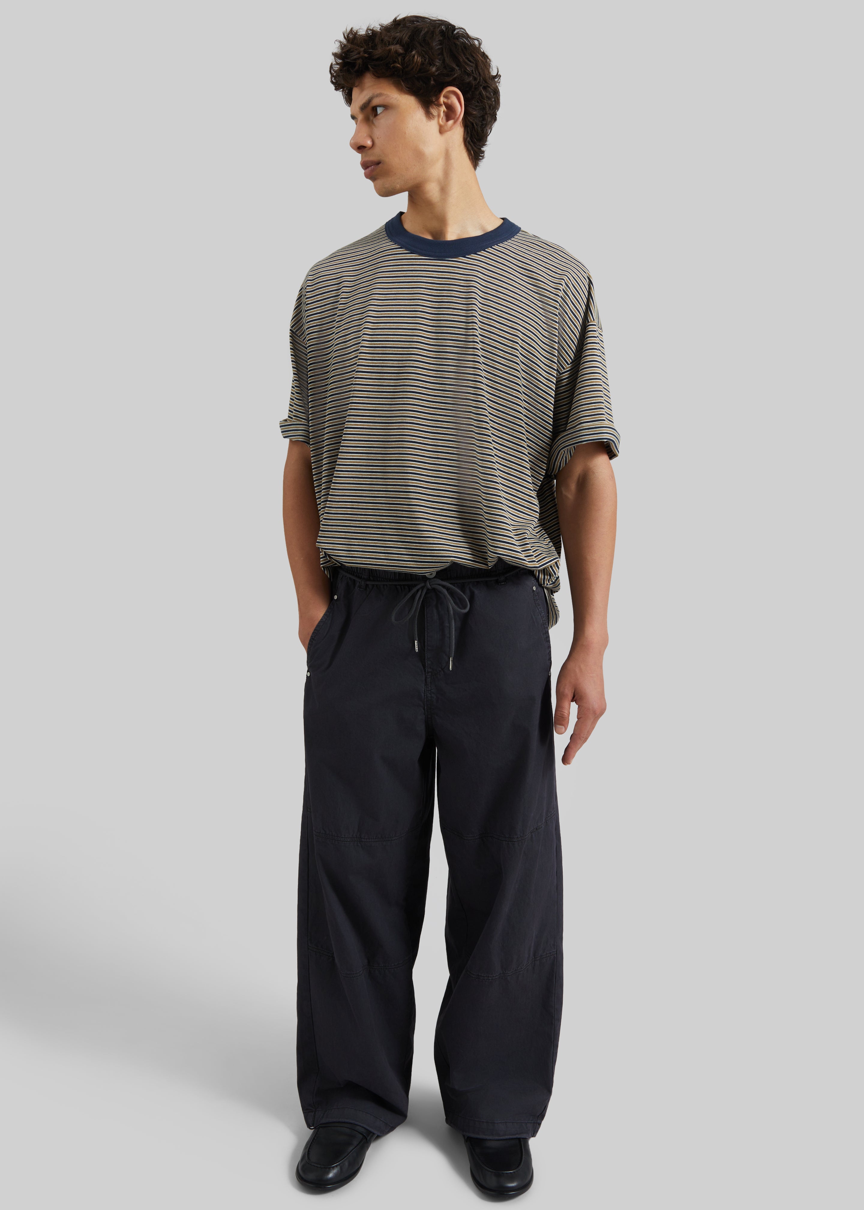 Antheor Drawstring Wide Leg Pants - Charcoal - 5