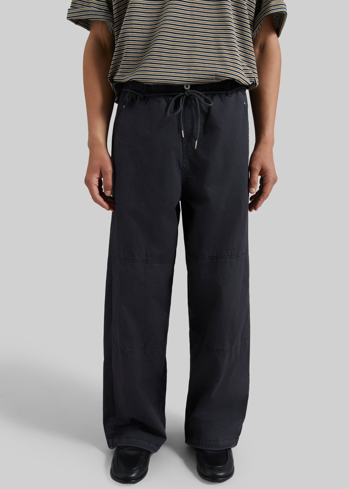 Antheor Drawstring Wide Leg Pants - Charcoal - 1