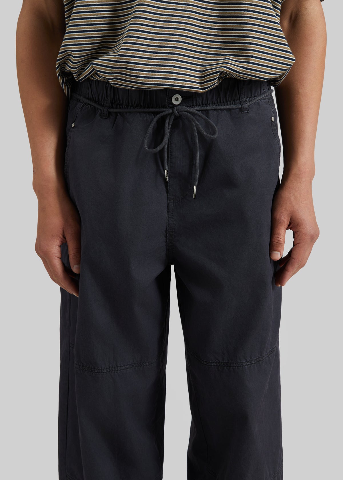 Antheor Drawstring Wide Leg Pants - Charcoal - 3