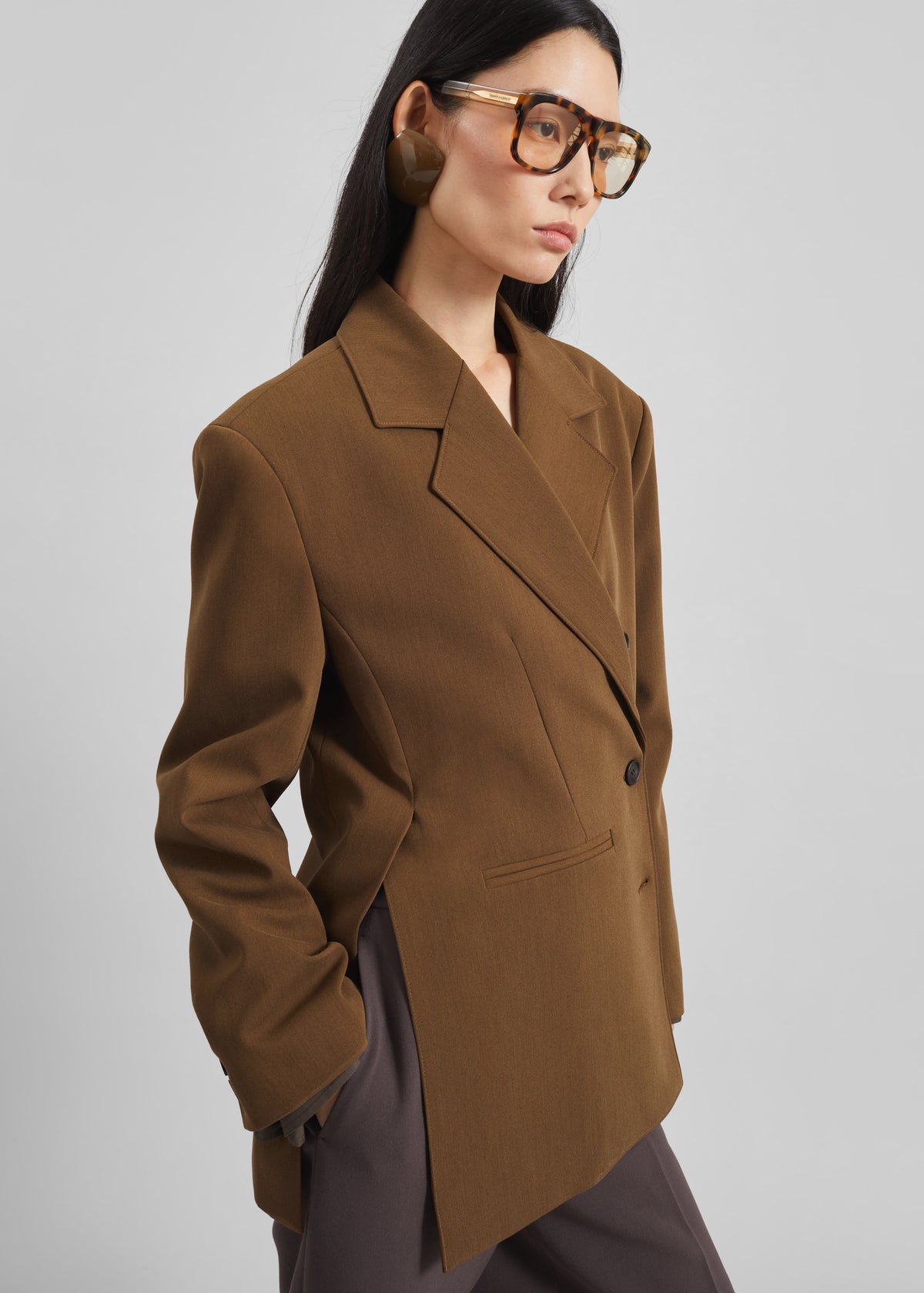 Antwerp Wrap Blazer - Brown - 4