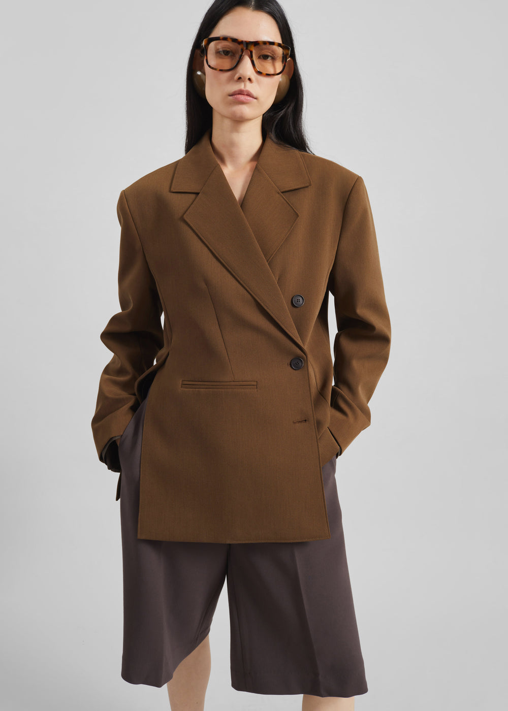 Antwerp Wrap Blazer - Brown - 1