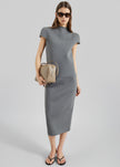 Anya Neoprene Midi Skirt - Grey Melange