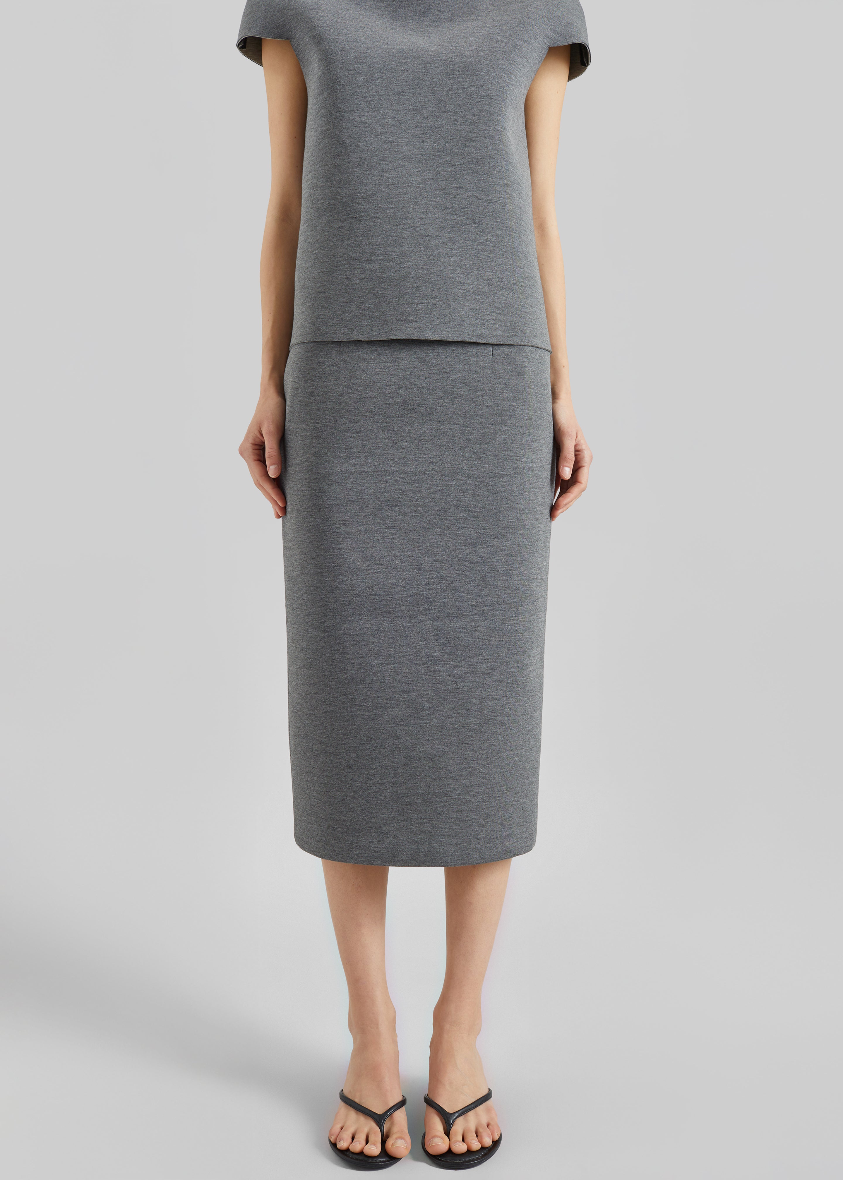 Anya Neoprene Midi Skirt - Grey Melange – The Frankie Shop