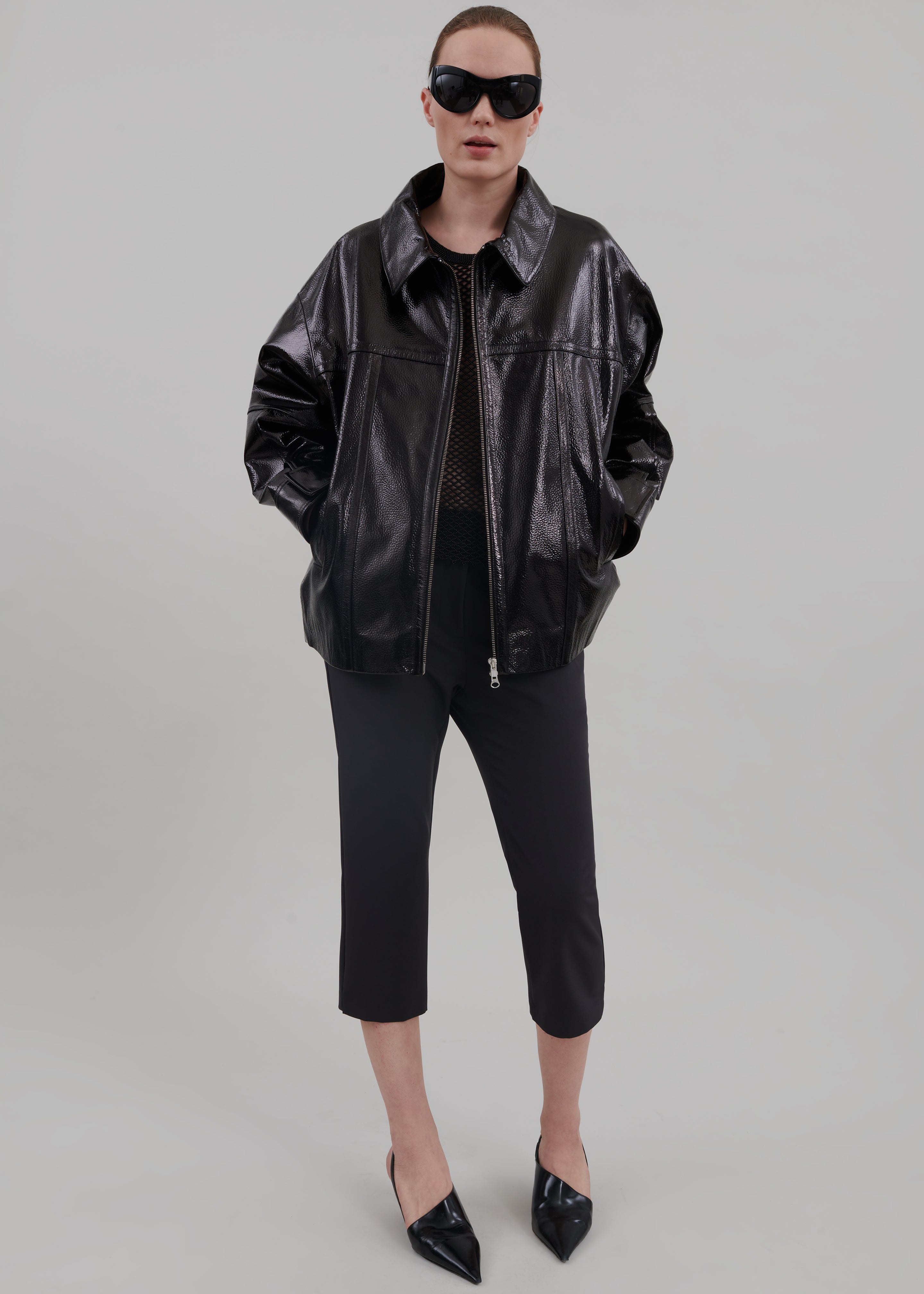 Arbor Crackled Faux Leather Jacket - Black – The Frankie Shop