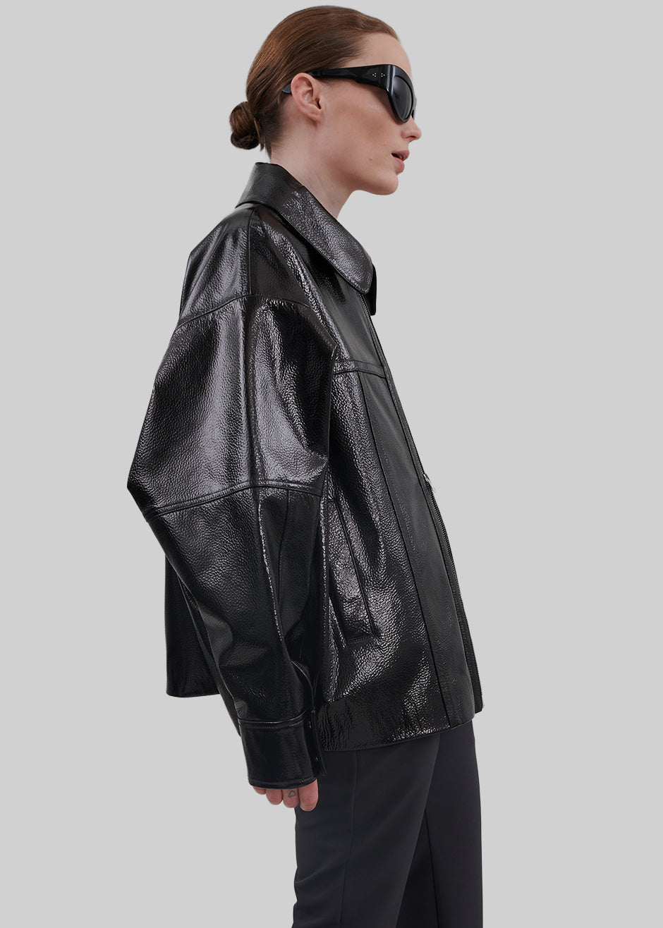 Arbor Crackled Faux Leather Jacket - Black – The Frankie Shop