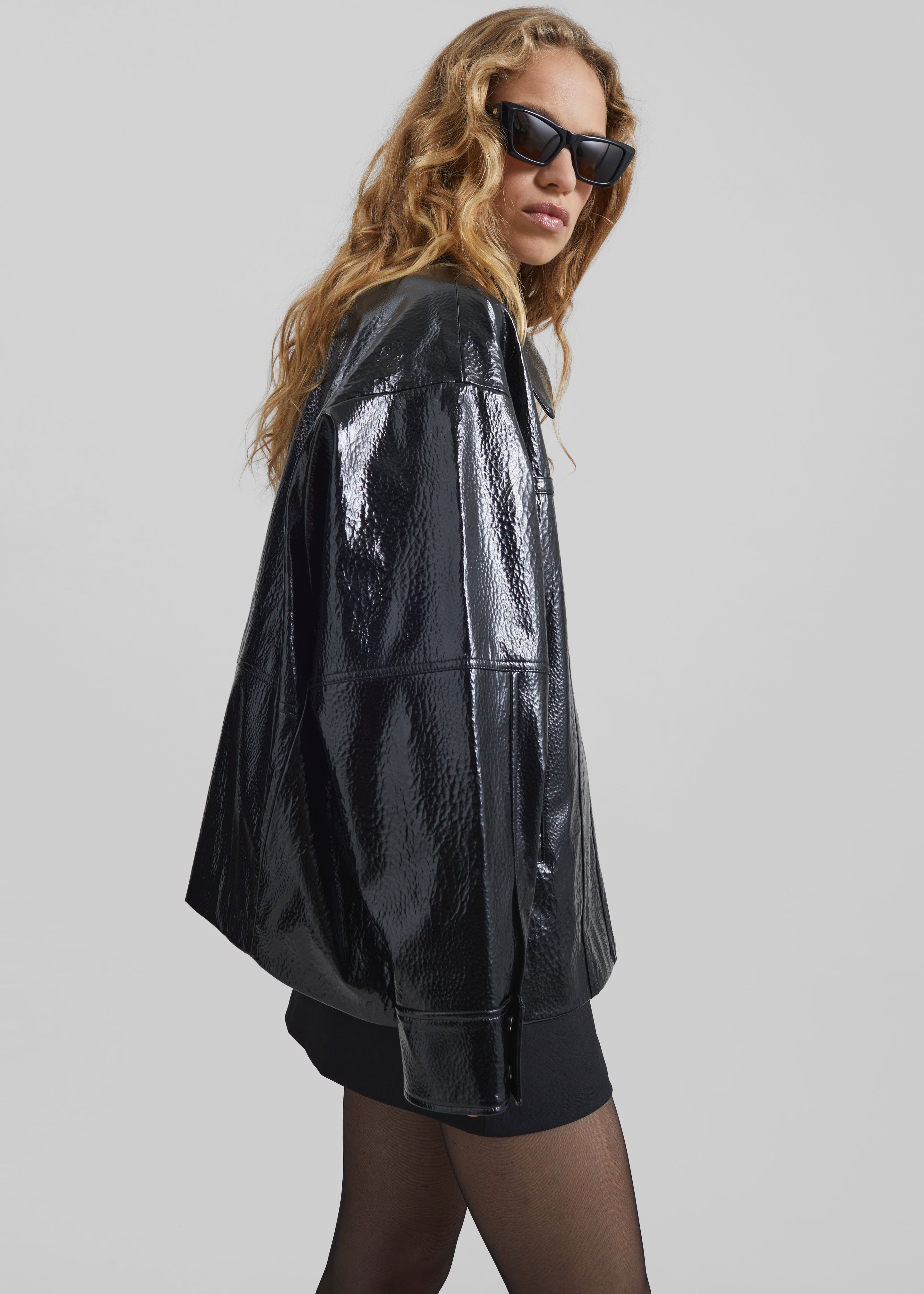 Arbor Crackled Faux Leather Jacket - Black - 3