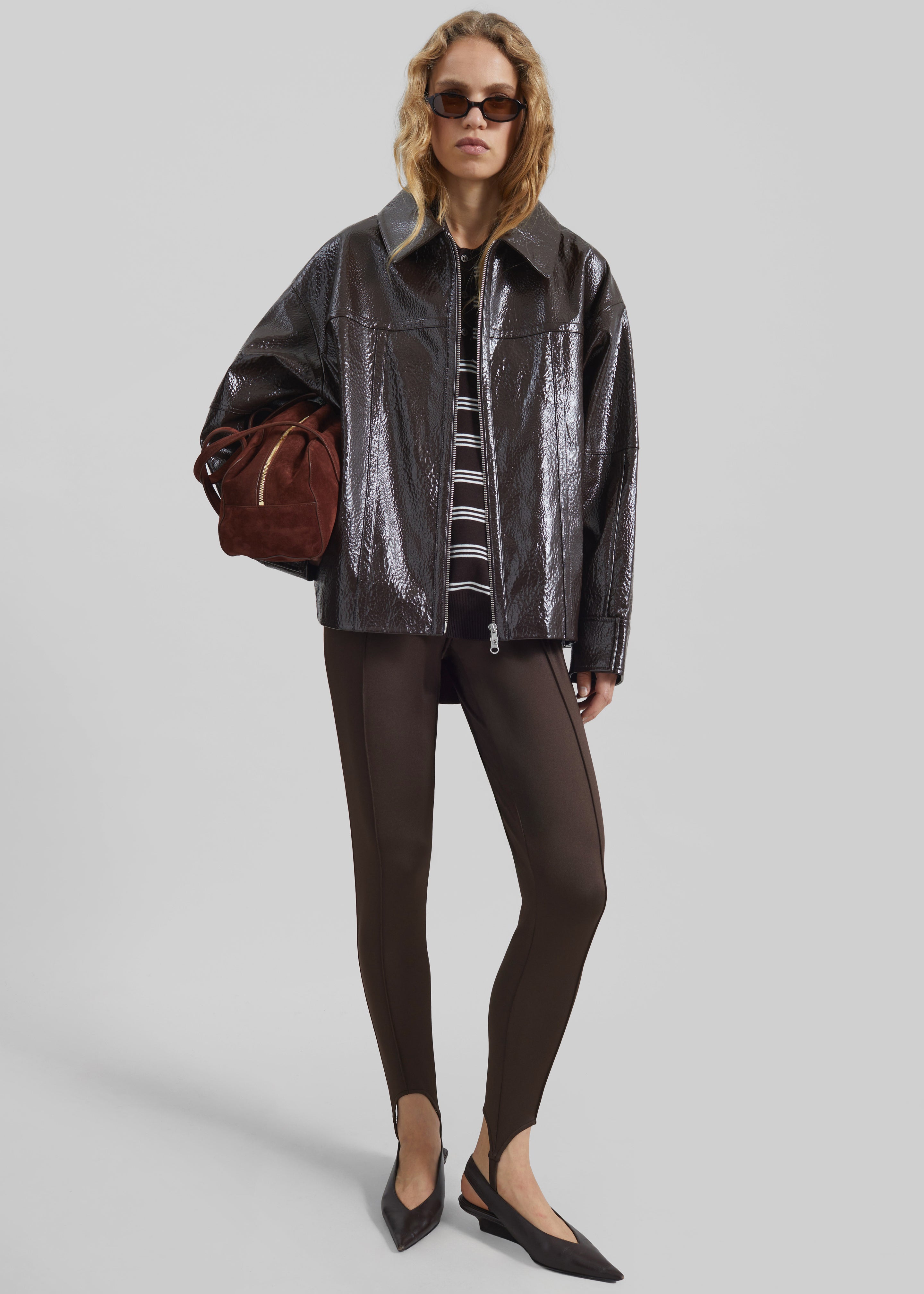 Arbor Crackled Faux Leather Jacket - Brown – The Frankie Shop