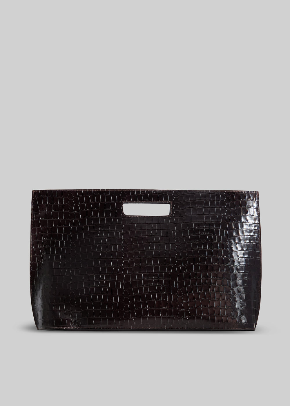 Arcy Croc Leather Two-Way Handbag - Chocolate