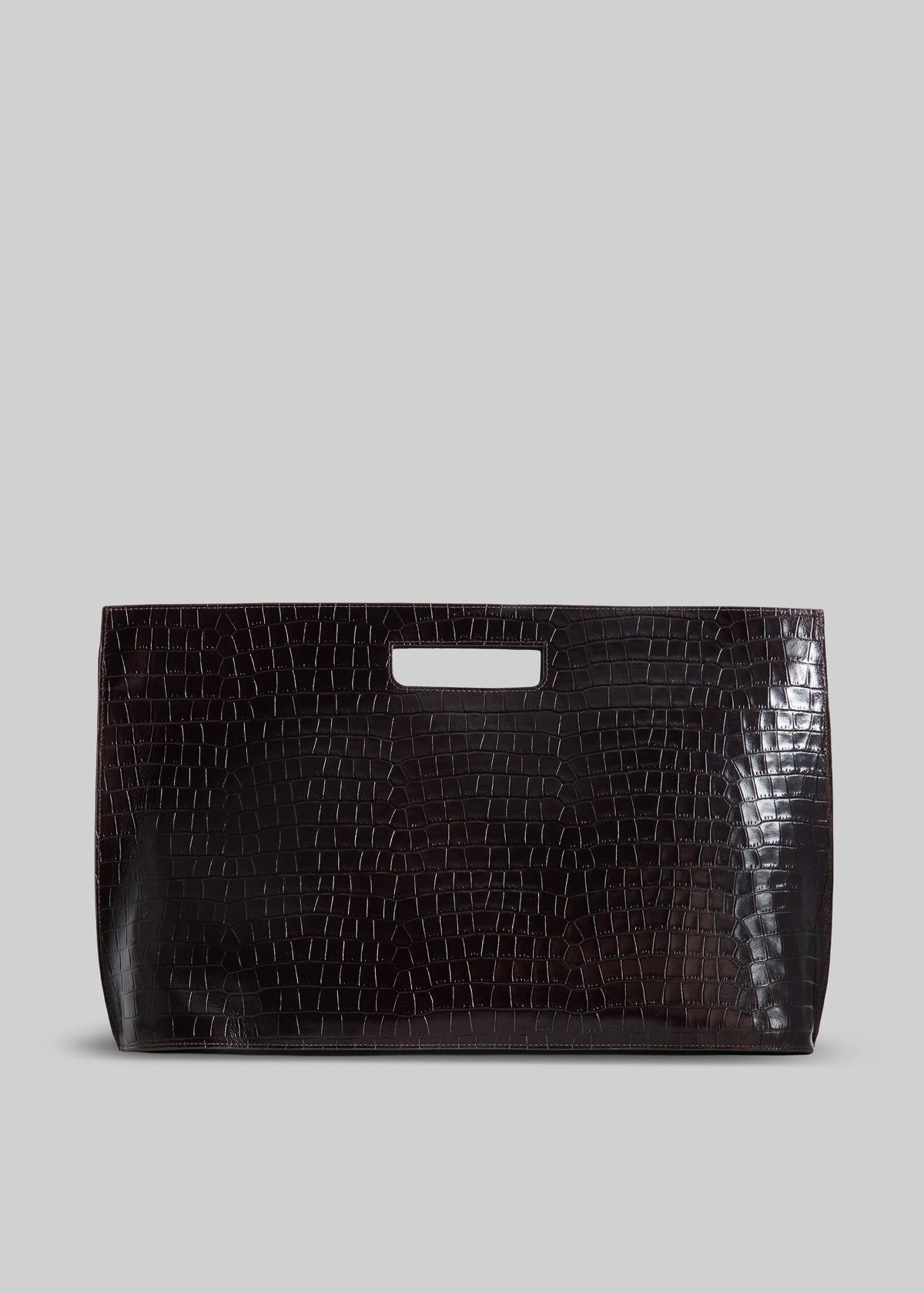Arcy Croc Leather Two-Way Handbag - Chocolate