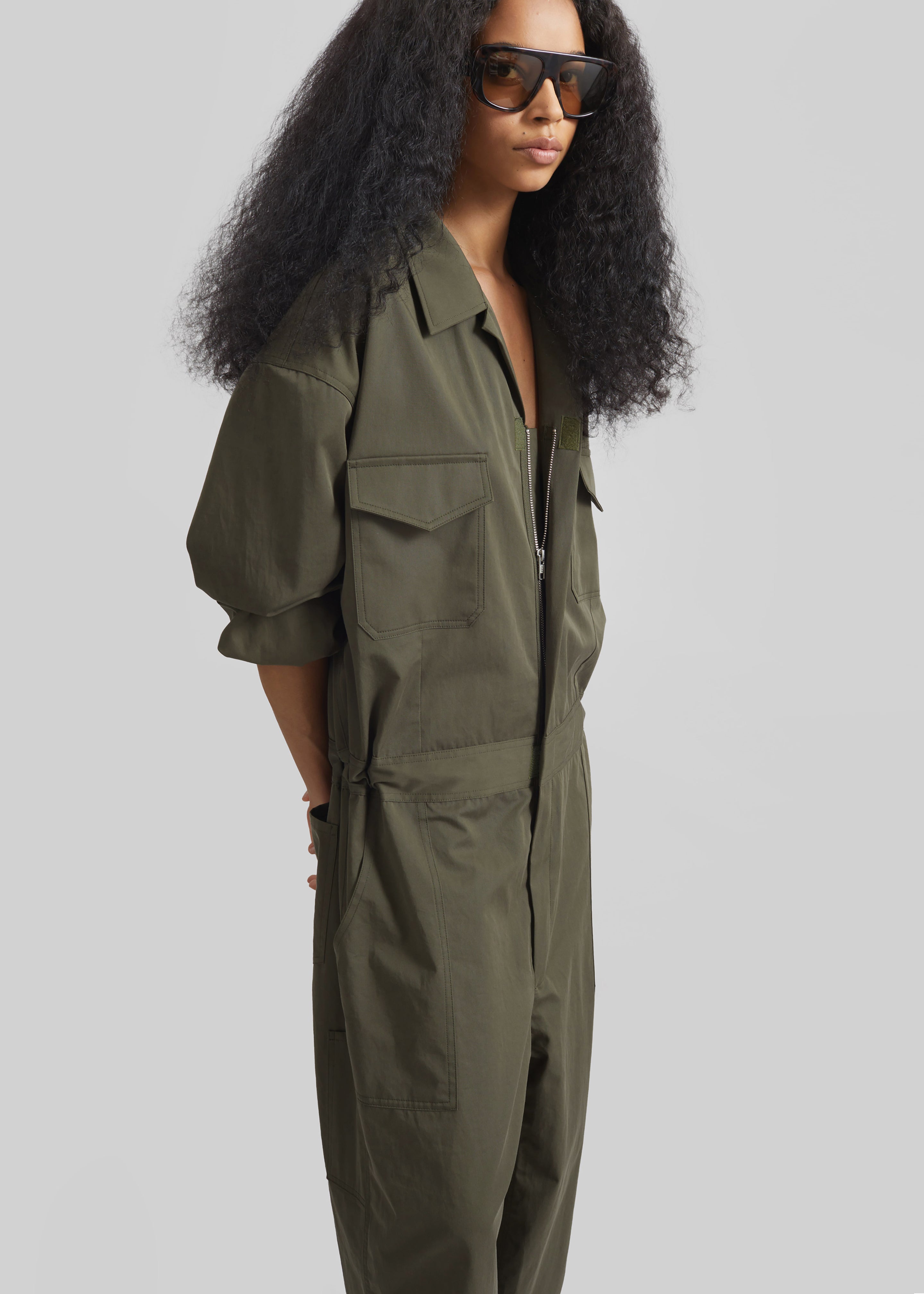Ardea Cotton Utility Jumpsuit - Dark Olive – The Frankie Shop