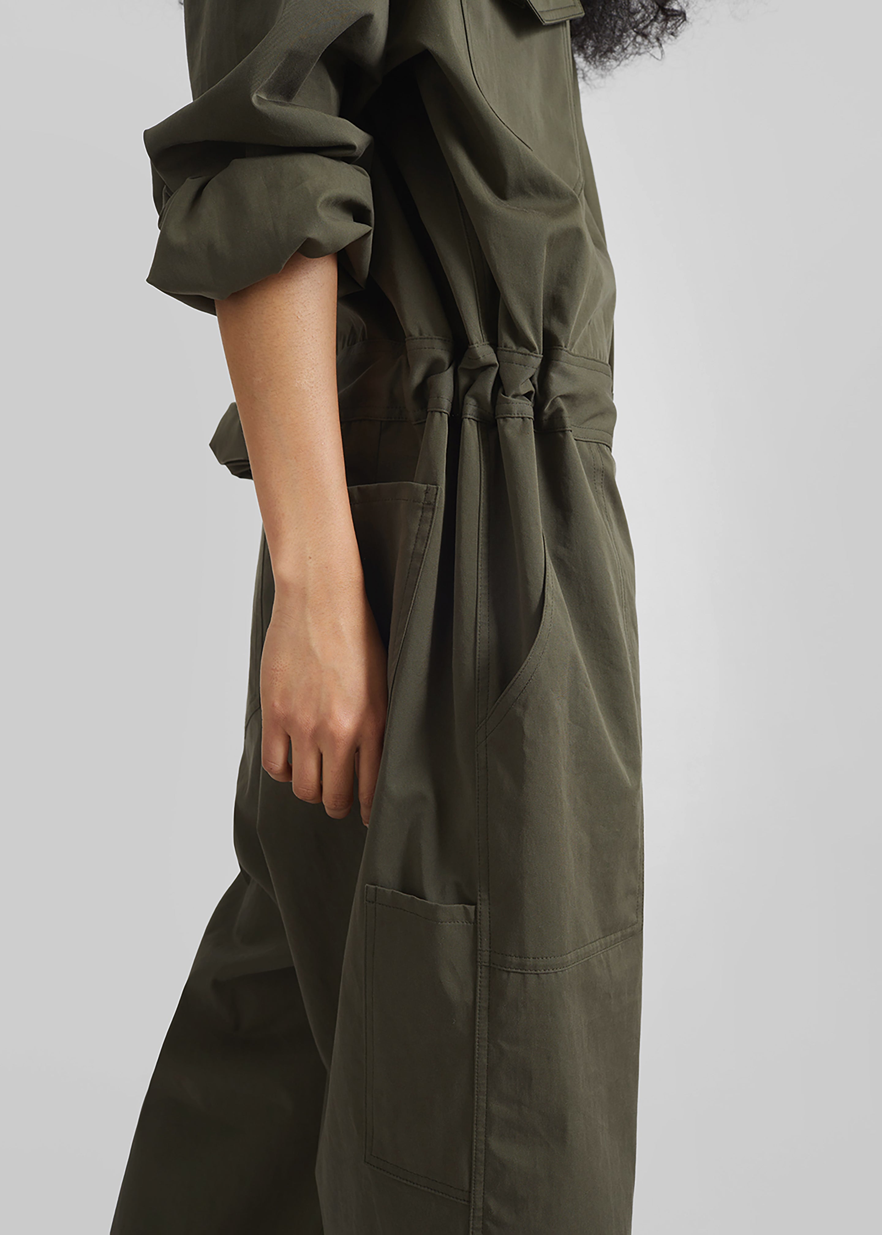 Ardea Cotton Utility Jumpsuit - Dark Olive - 5