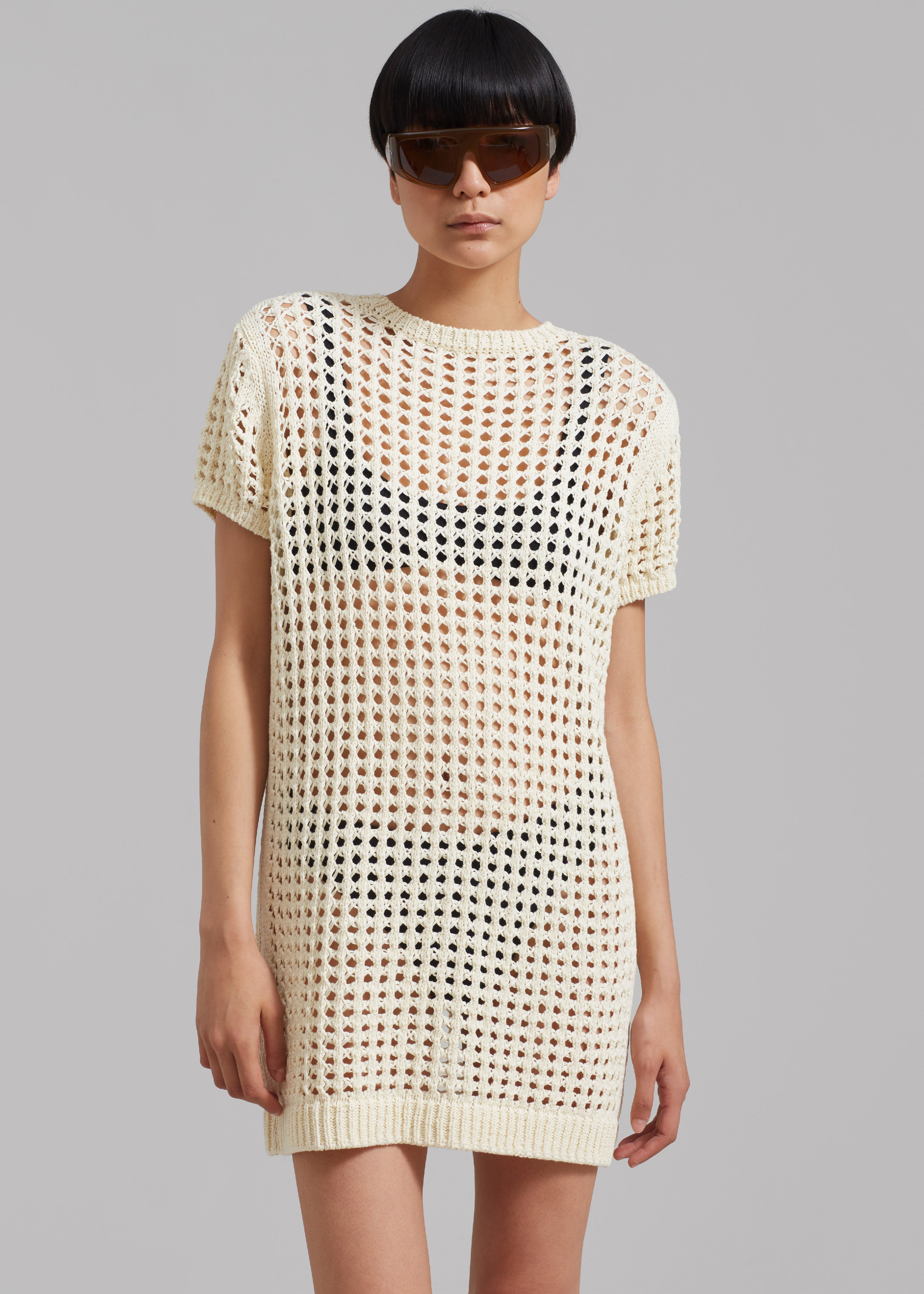 Ari Knit Mini Dress - Cream - 5