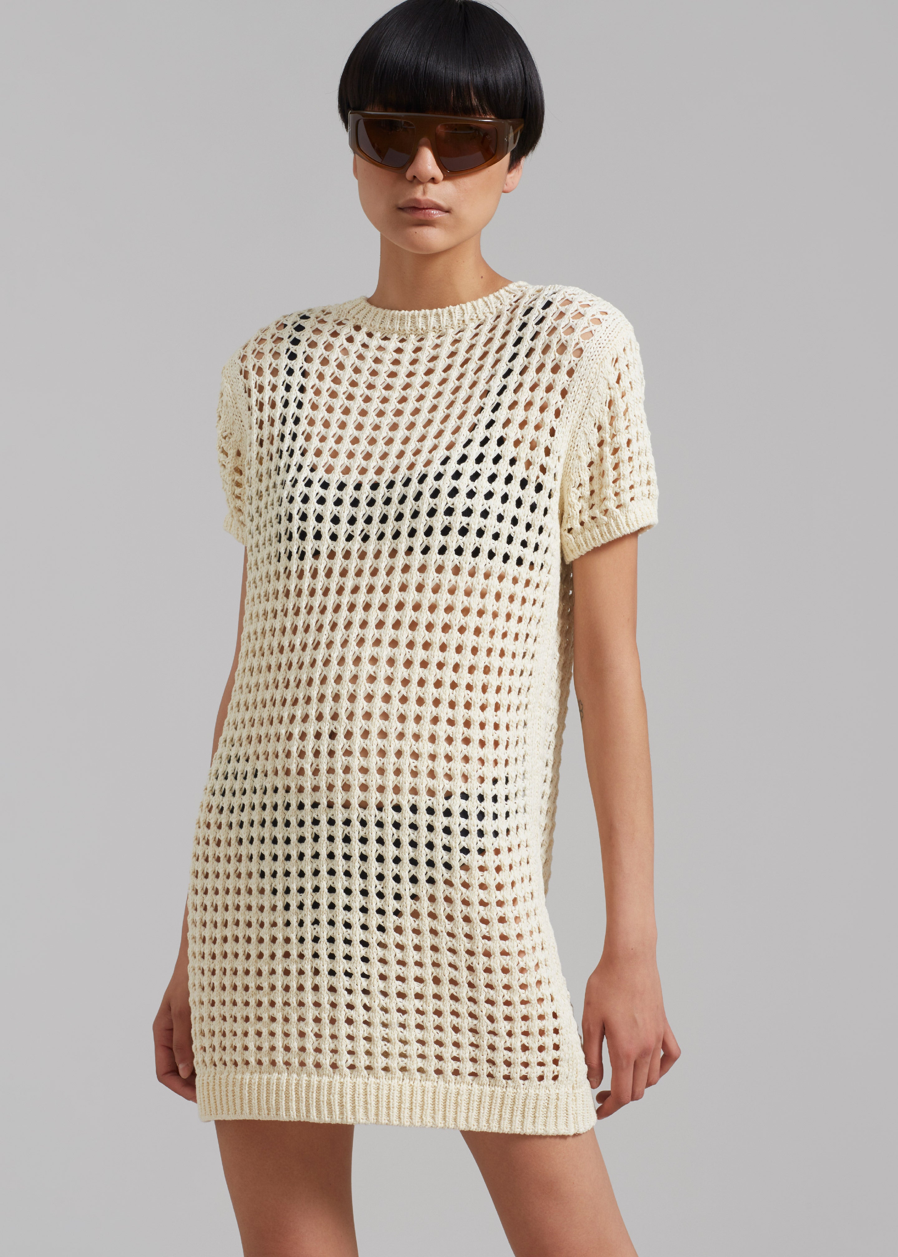 Ari Knit Mini Dress - Cream - 1