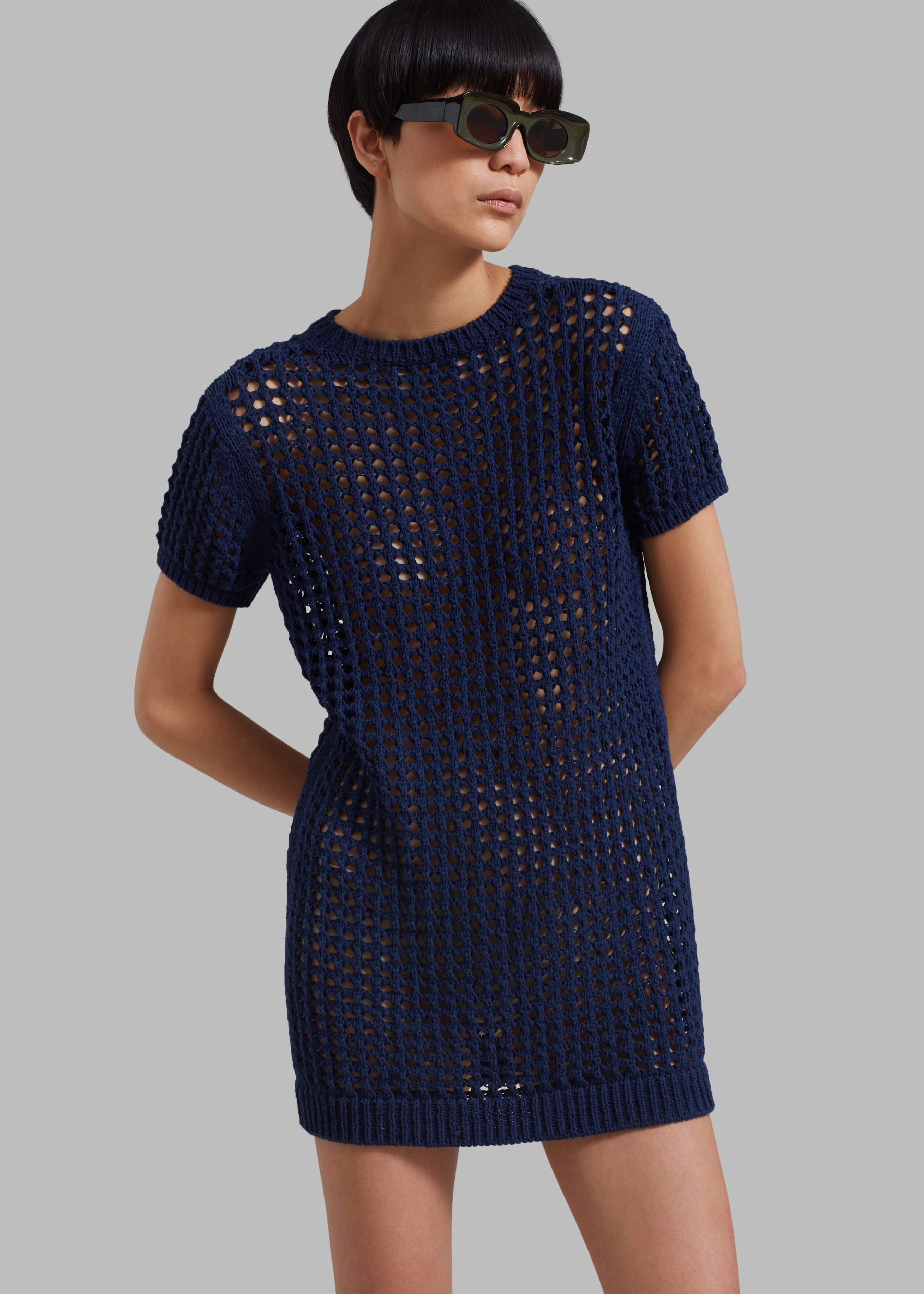 Ari Knit Mini Dress - Navy - 4