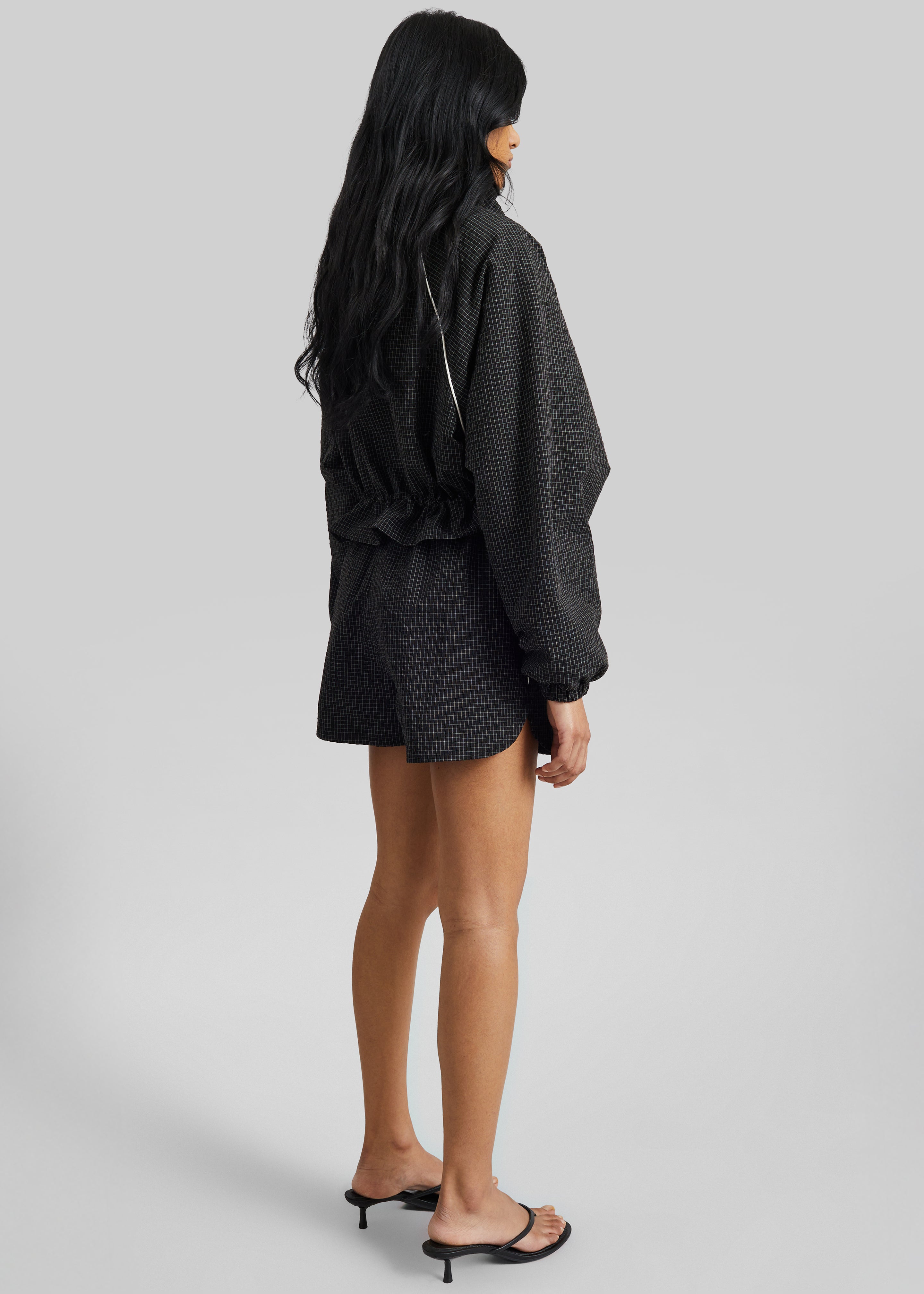 Arizona Seersucker Drawstring Track Jacket - Checked Black - 10