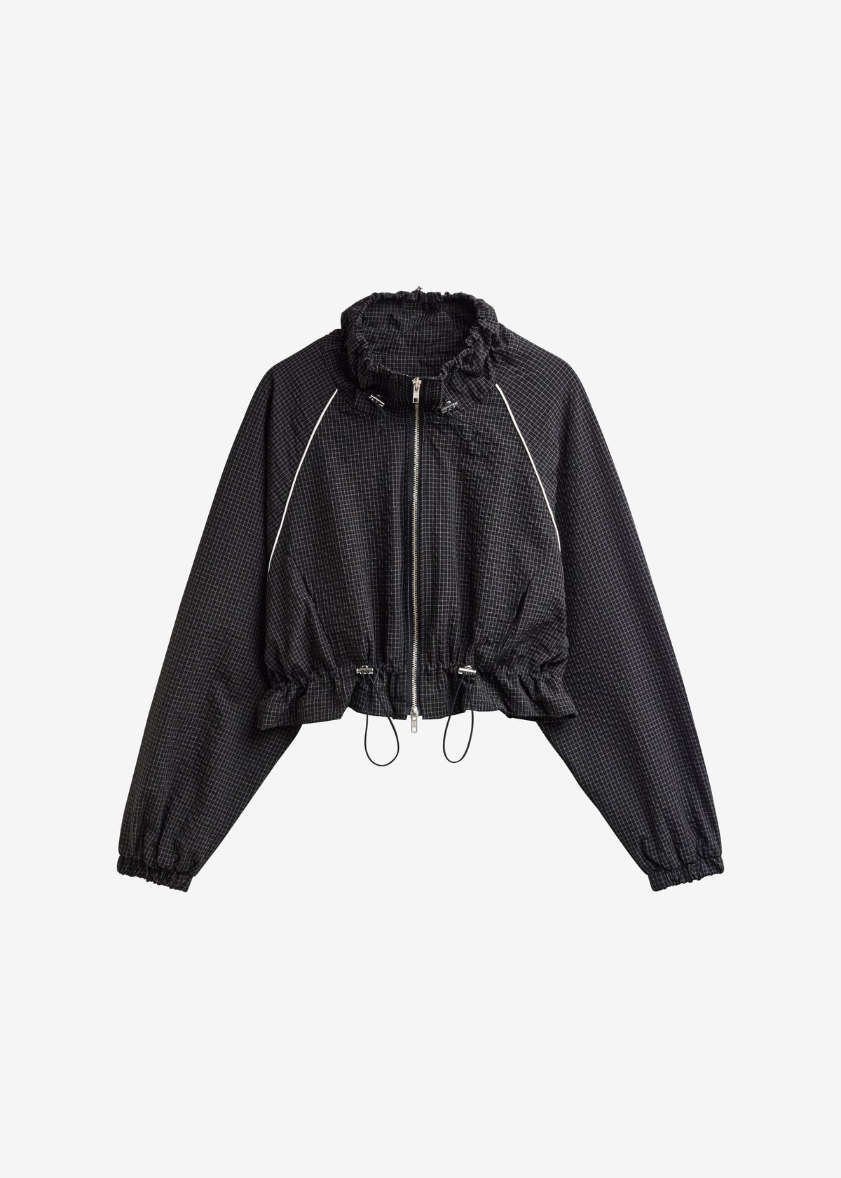 Arizona Seersucker Drawstring Track Jacket - Checked Black - 11