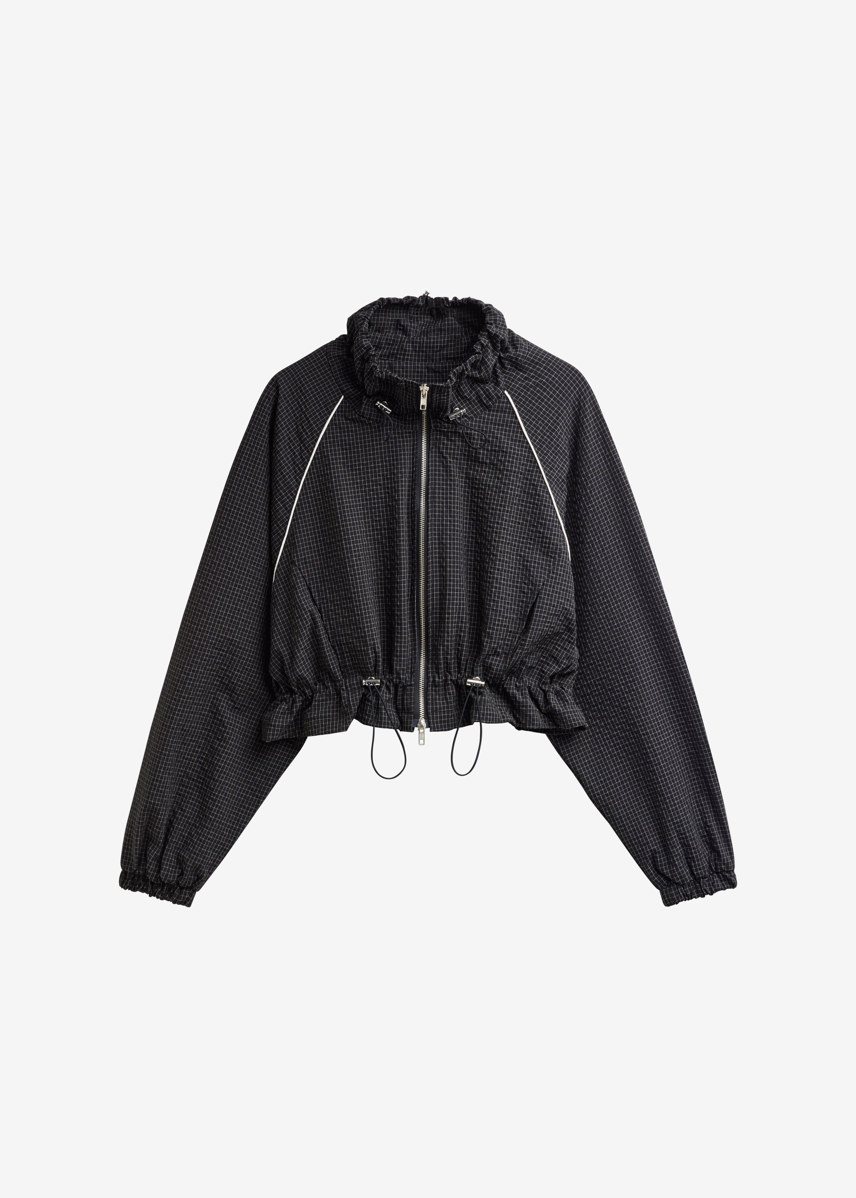 Arizona Seersucker Drawstring Track Jacket - Checked Black - 11