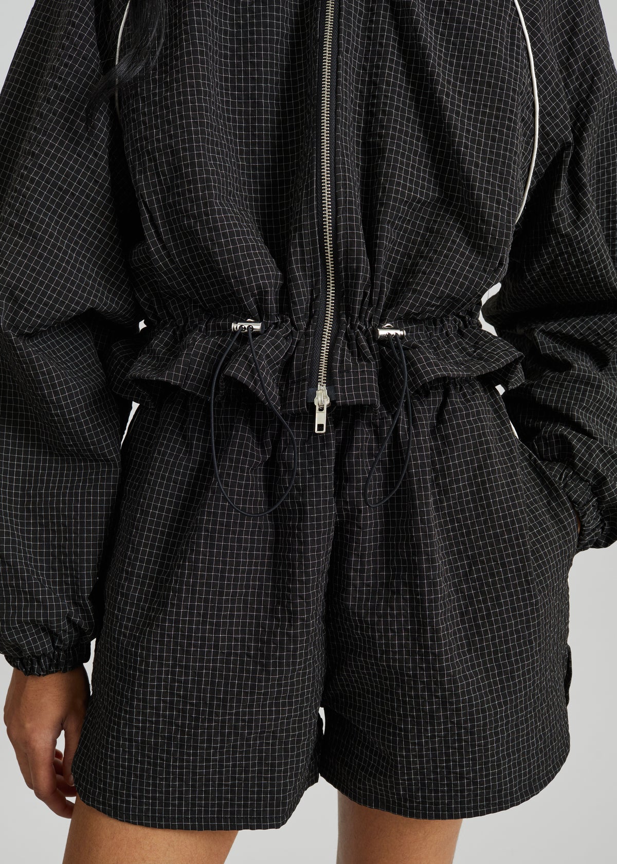 Arizona Seersucker Track Shorts - Checked Black - 4