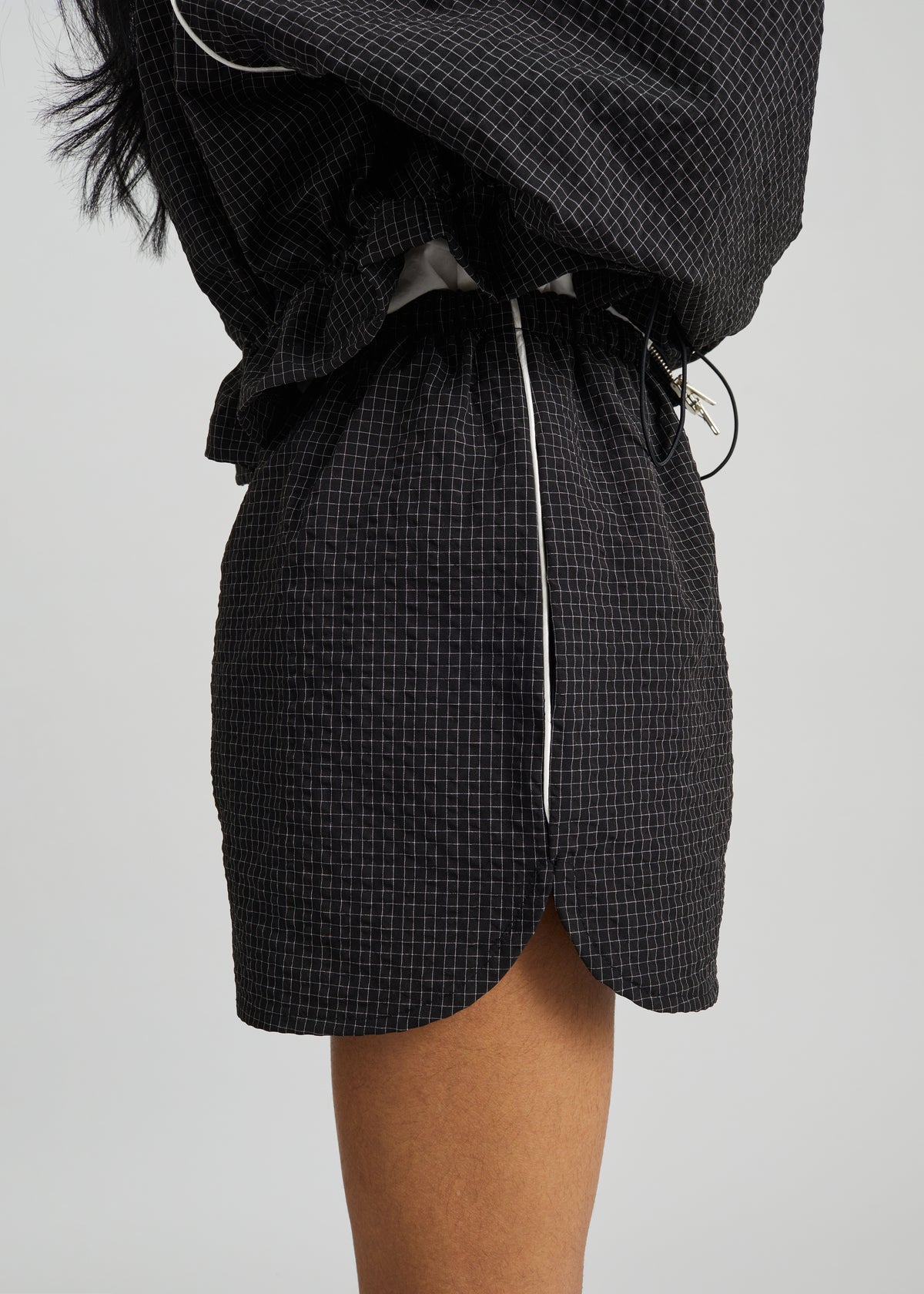 Arizona Seersucker Track Shorts - Checked Black - 6