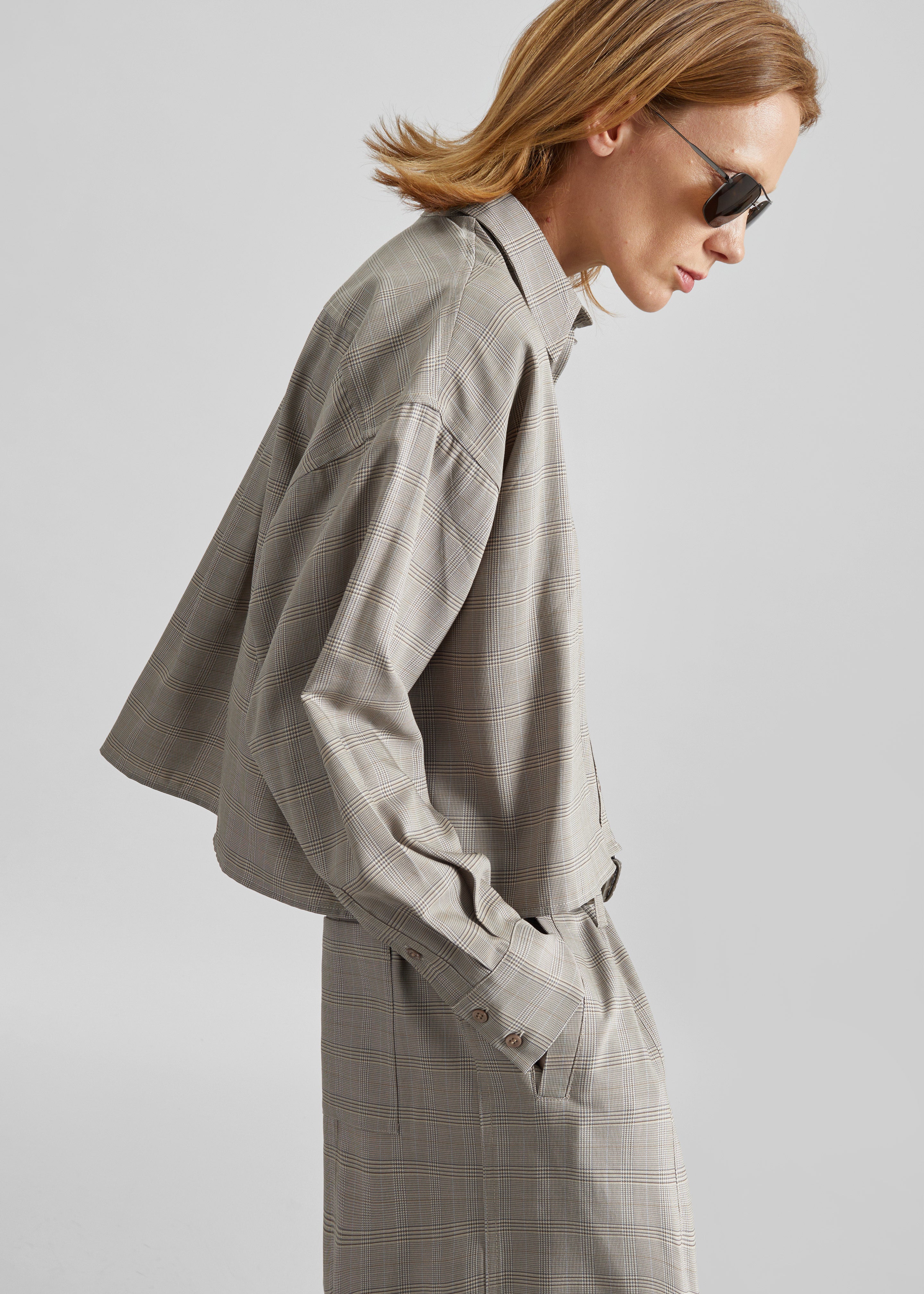 Arlen Boxy Shirt - Beige Glen Plaid - 5