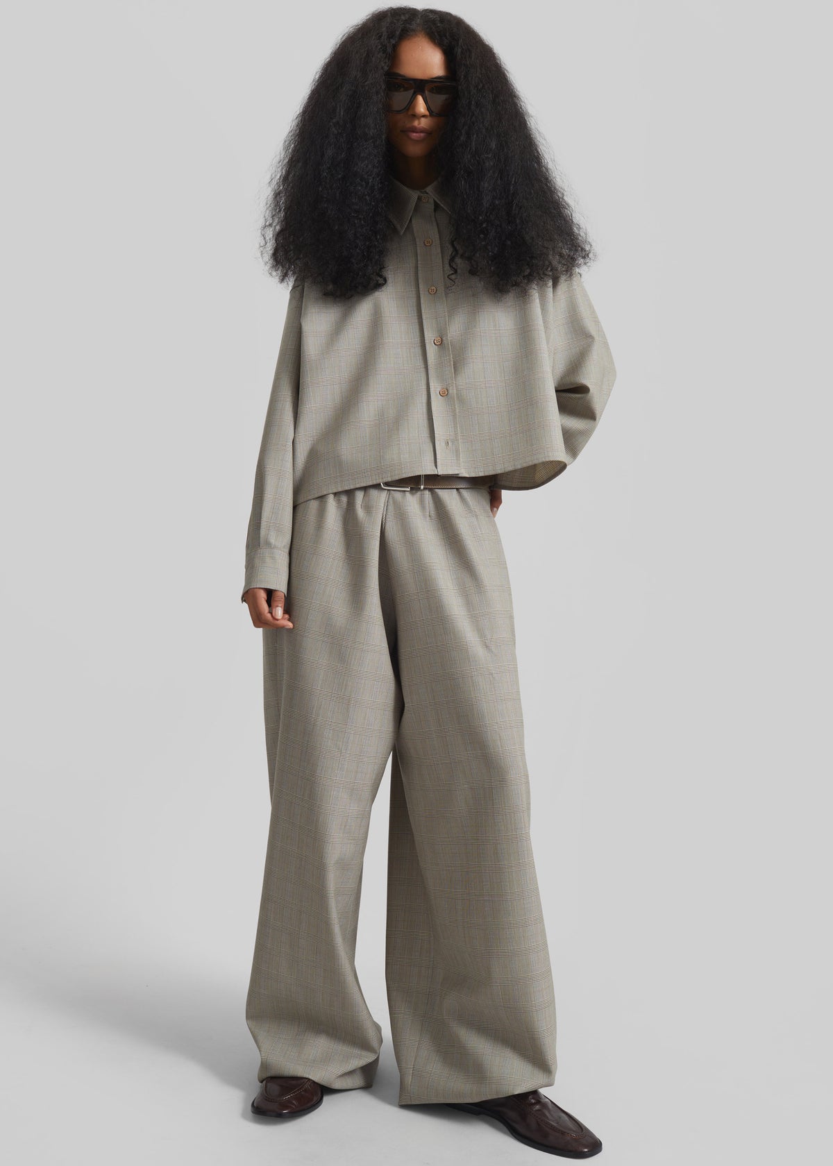 Arlen Boxy Shirt - Beige Glen Plaid - 6