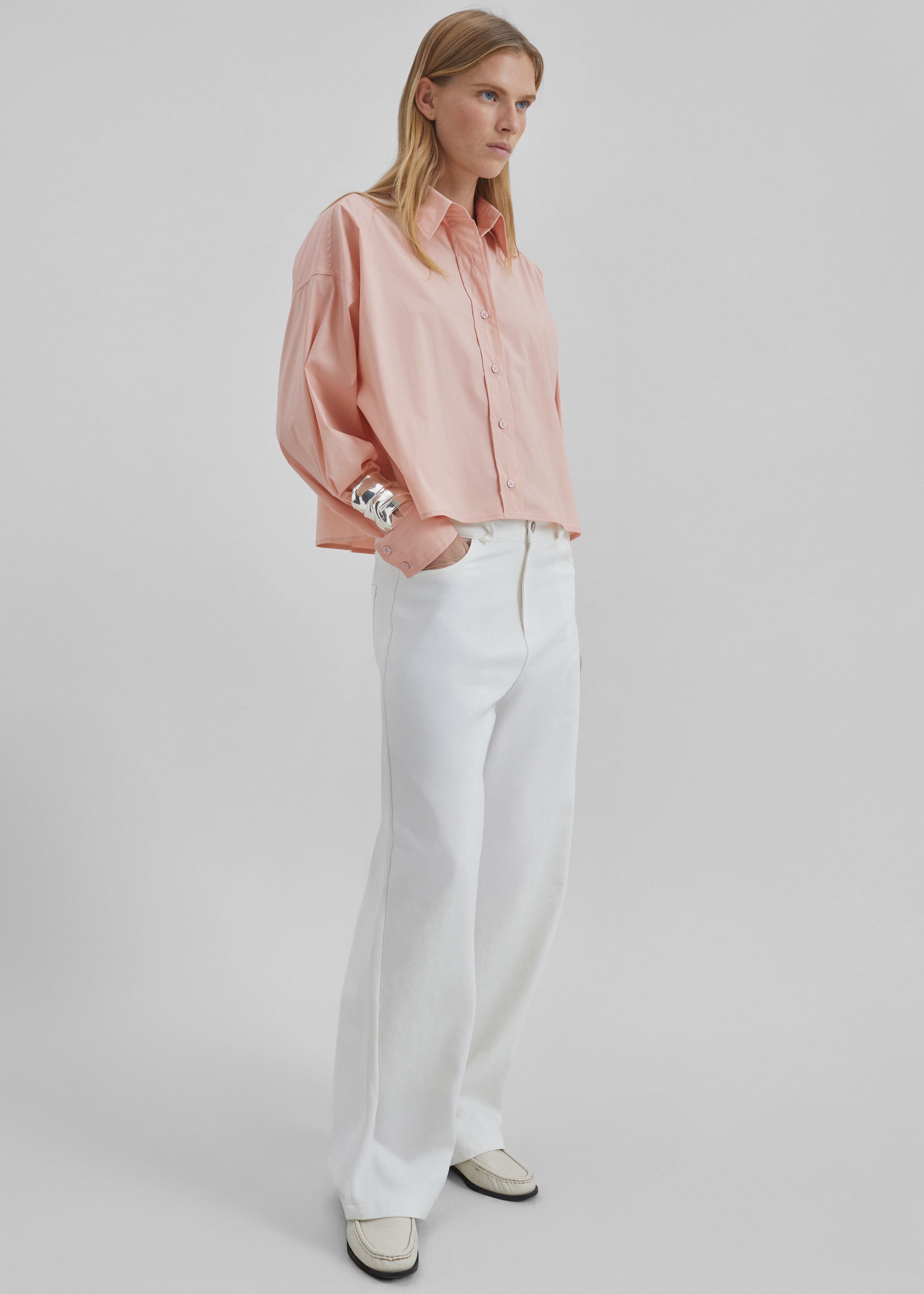 Arlen Cotton Boxy Shirt - Faded Pink - 1