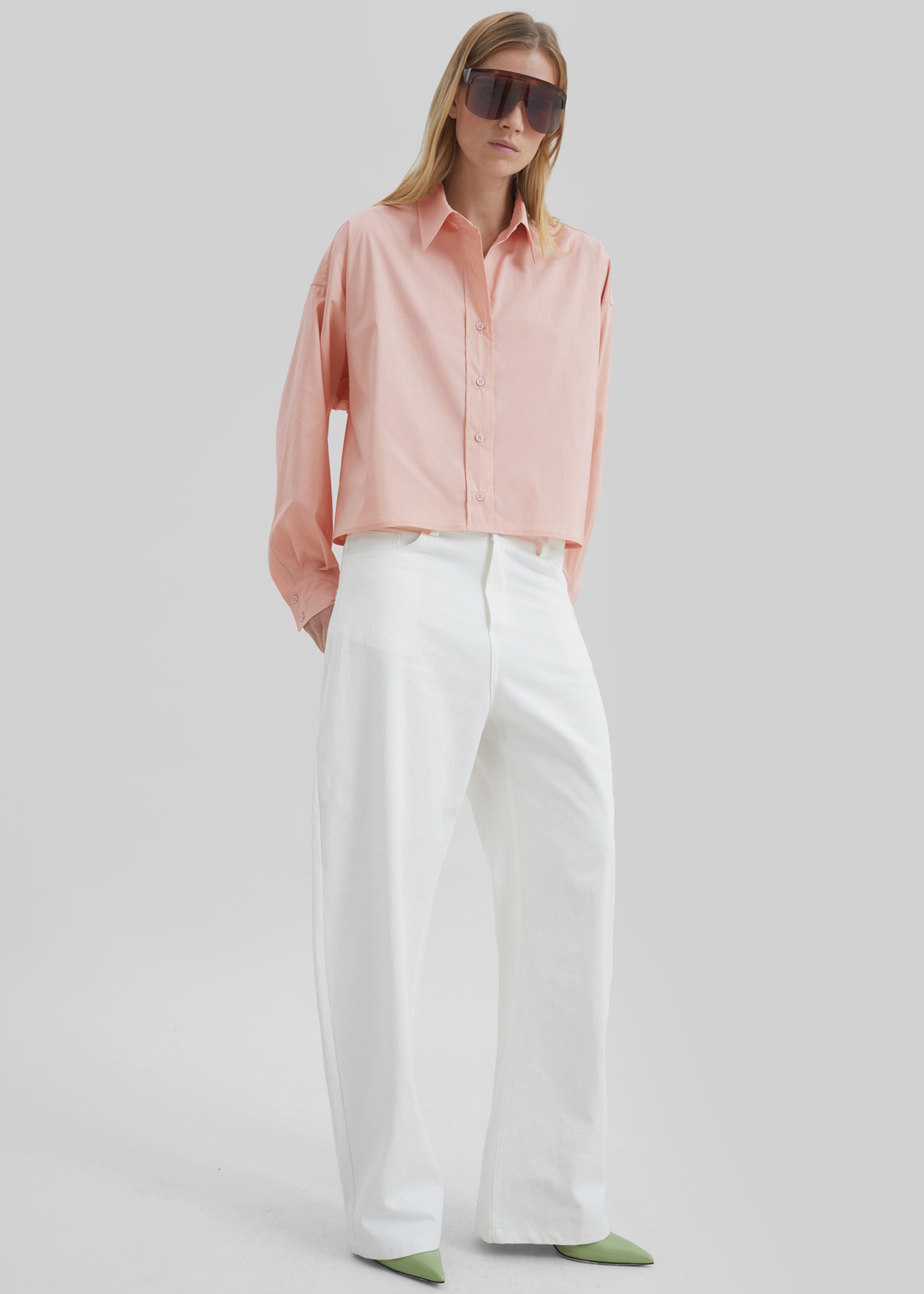 Arlen Cotton Boxy Shirt - Faded Pink - 4