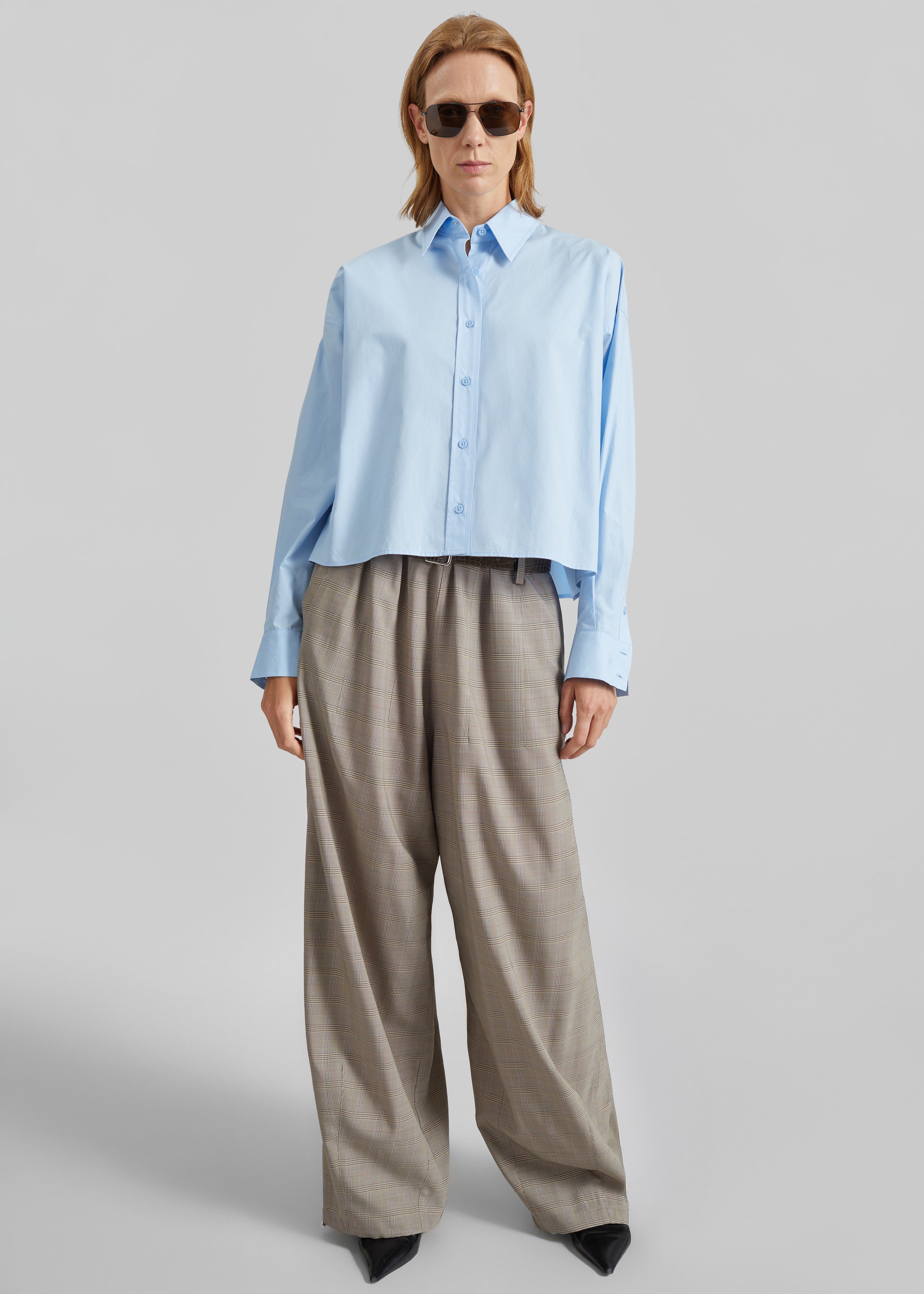 Arlen Cotton Boxy Shirt - Light Blue - 9