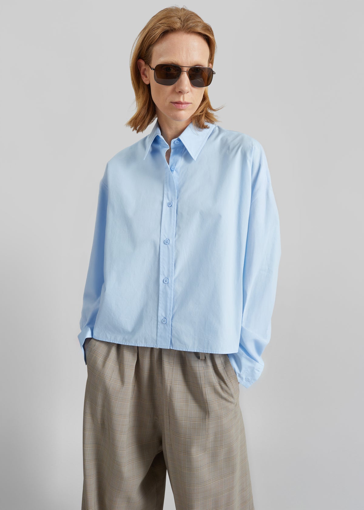 Arlen Cotton Boxy Shirt - Light Blue - 8
