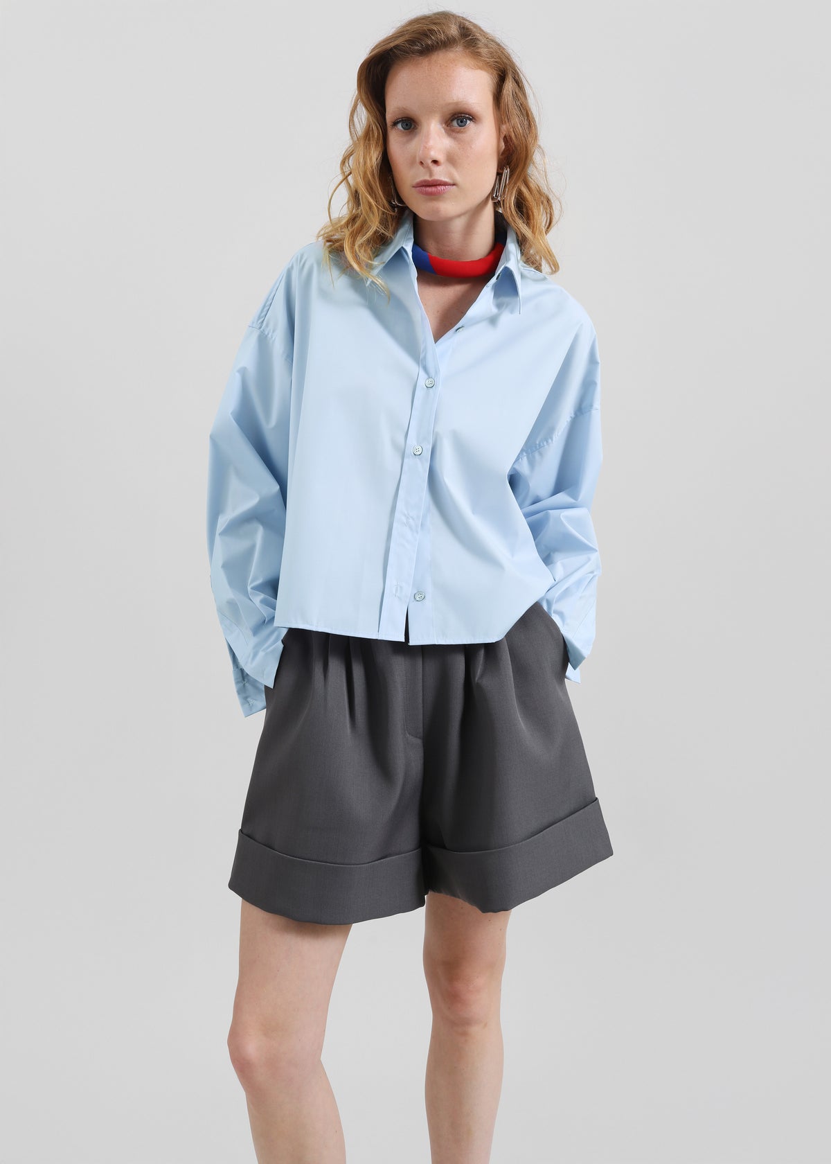 Arlen Cotton Boxy Shirt - Light Blue - 4