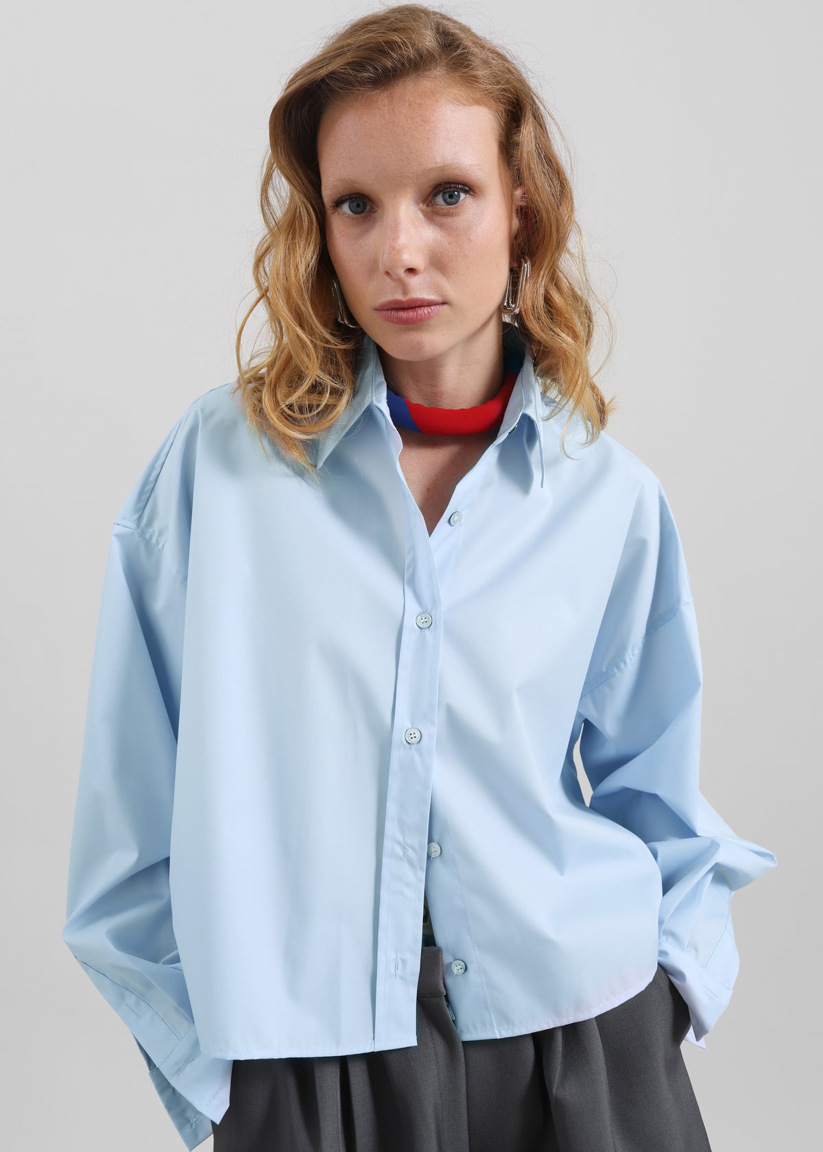 Arlen Cotton Boxy Shirt - Light Blue - 3