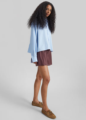 Arlen Cotton Boxy Shirt - Light Blue