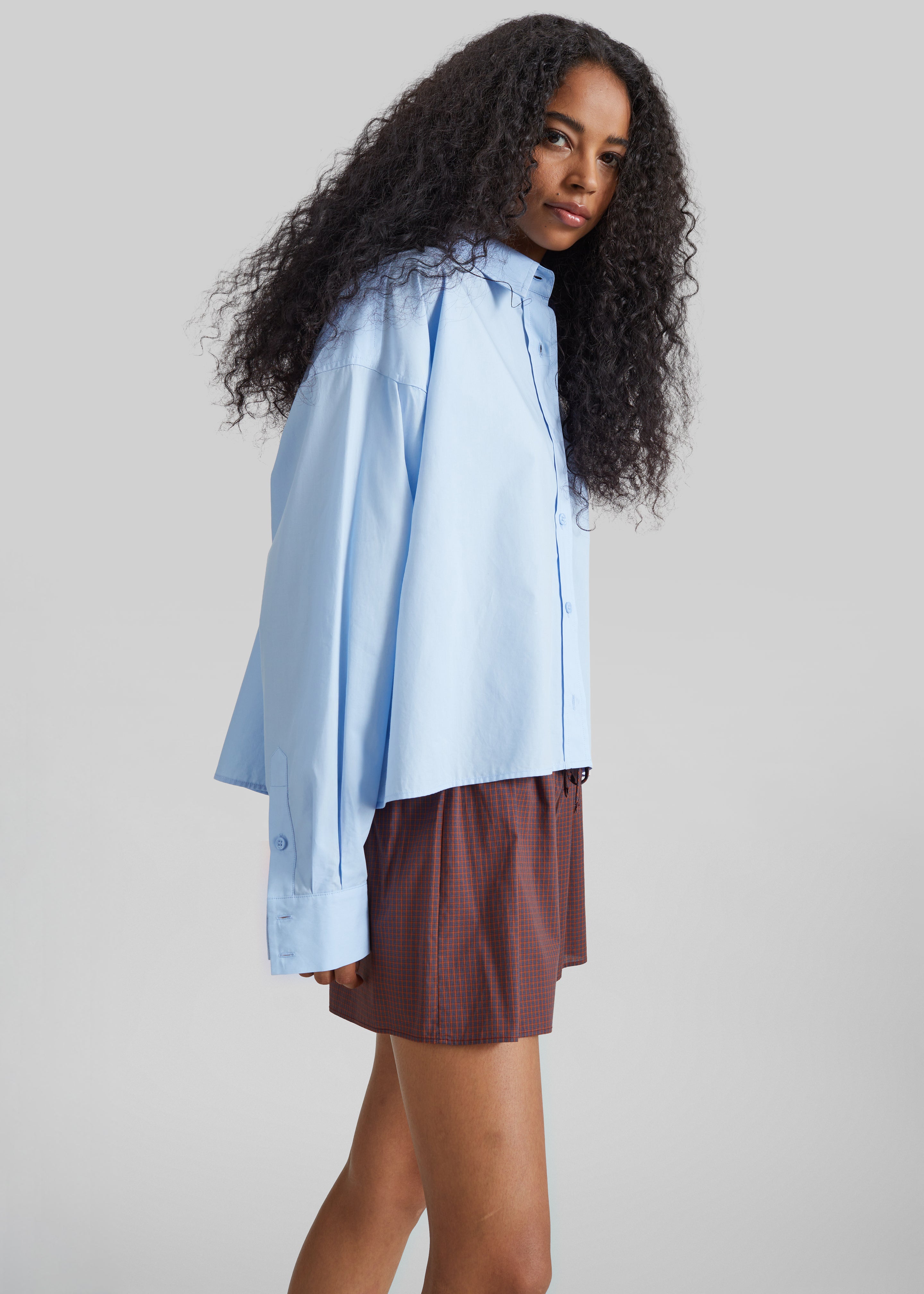 Arlen Cotton Boxy Shirt - Light Blue - 10