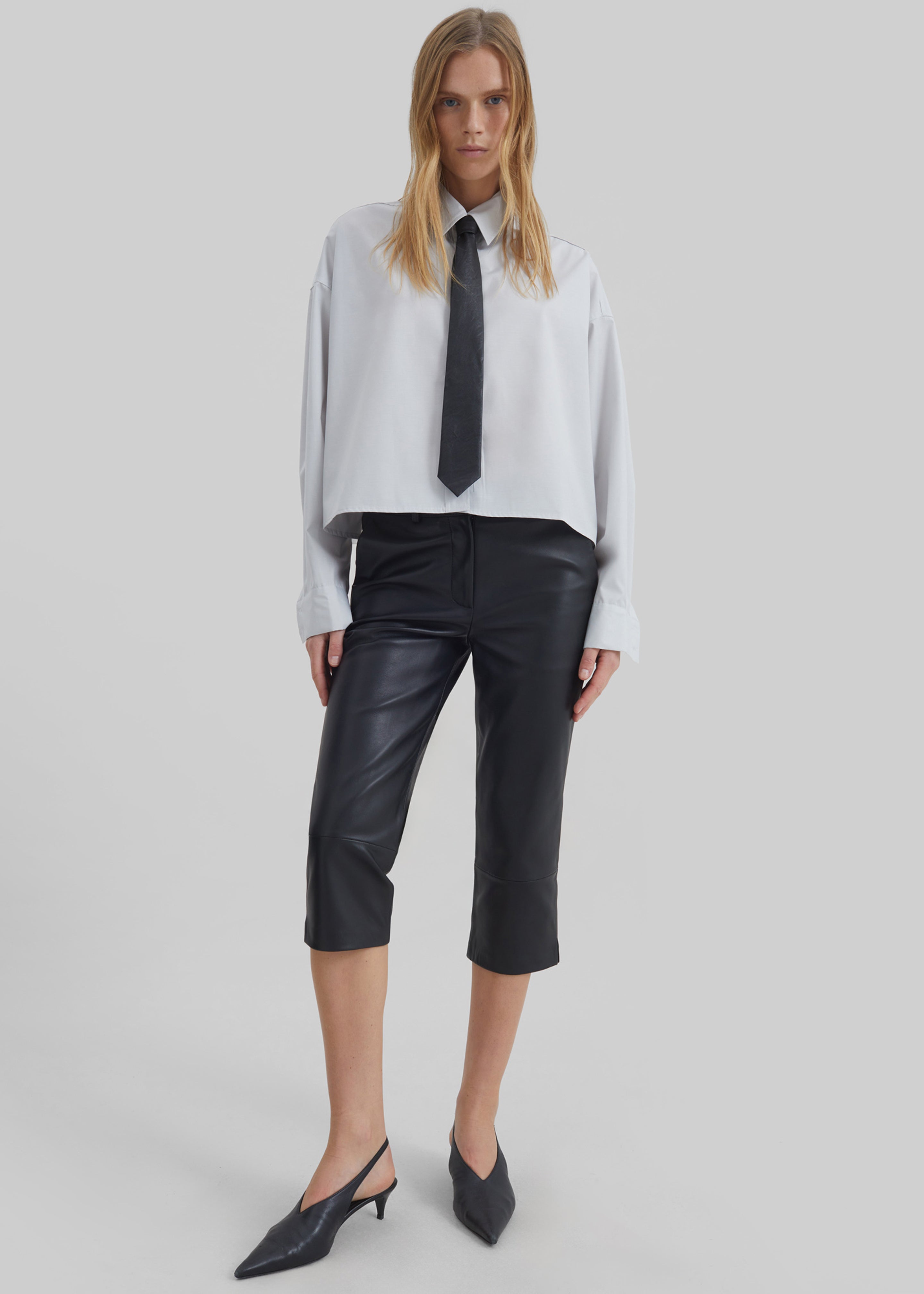 Arlen Cotton Boxy Shirt - Slate Grey - 3