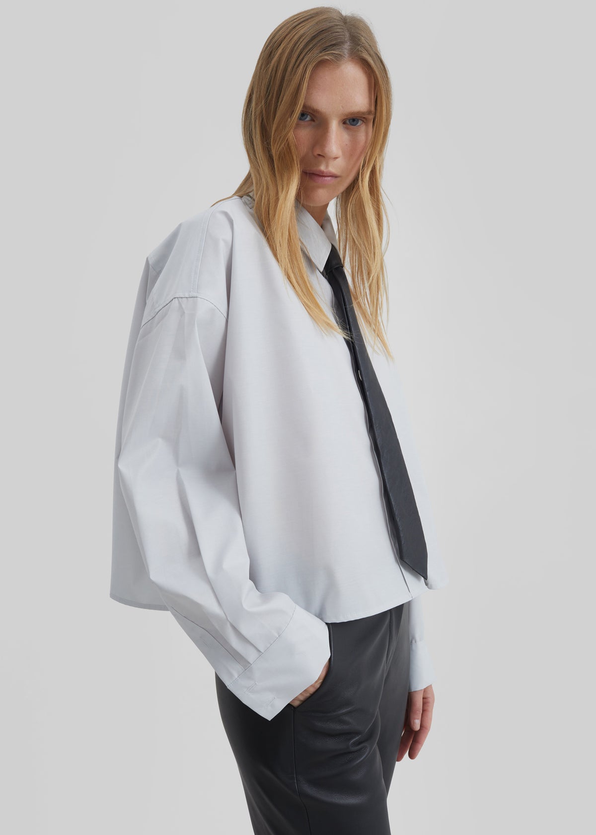 Arlen Cotton Boxy Shirt - Slate Grey - 2